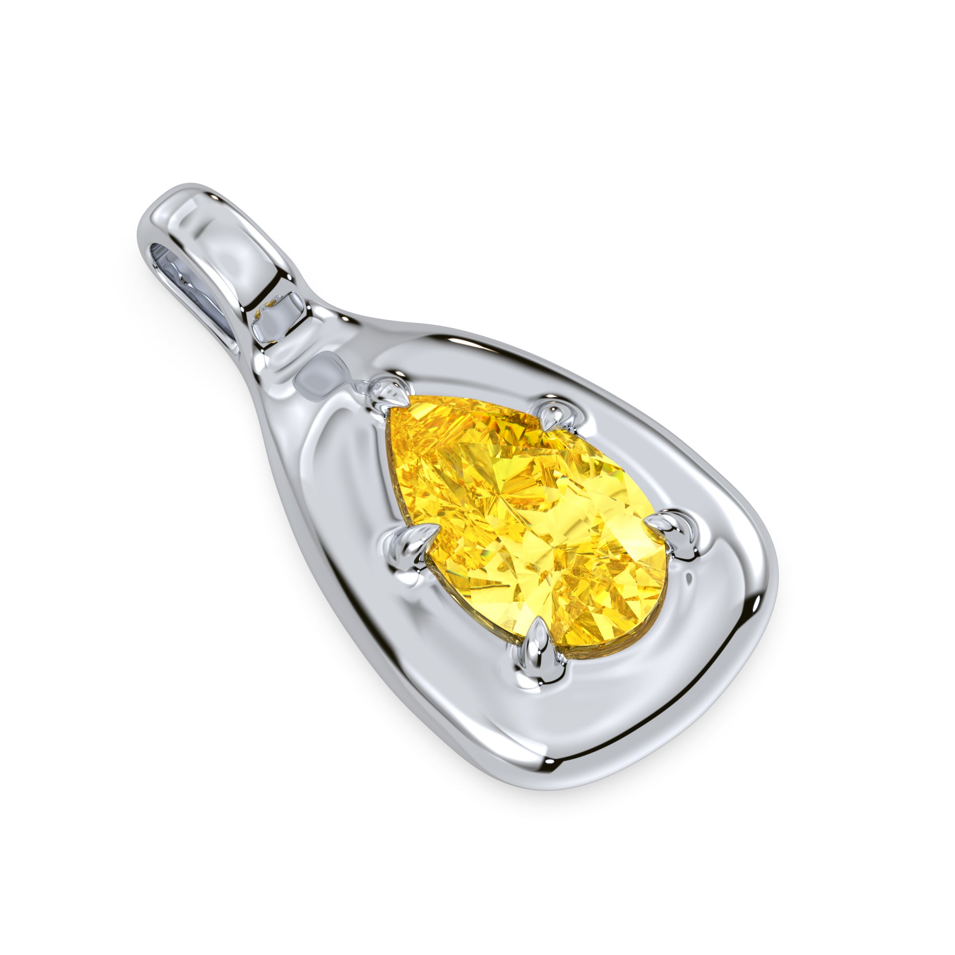 Rory Yellow Pear Lab Grown Diamond Bubble Bezel Prong Pendant