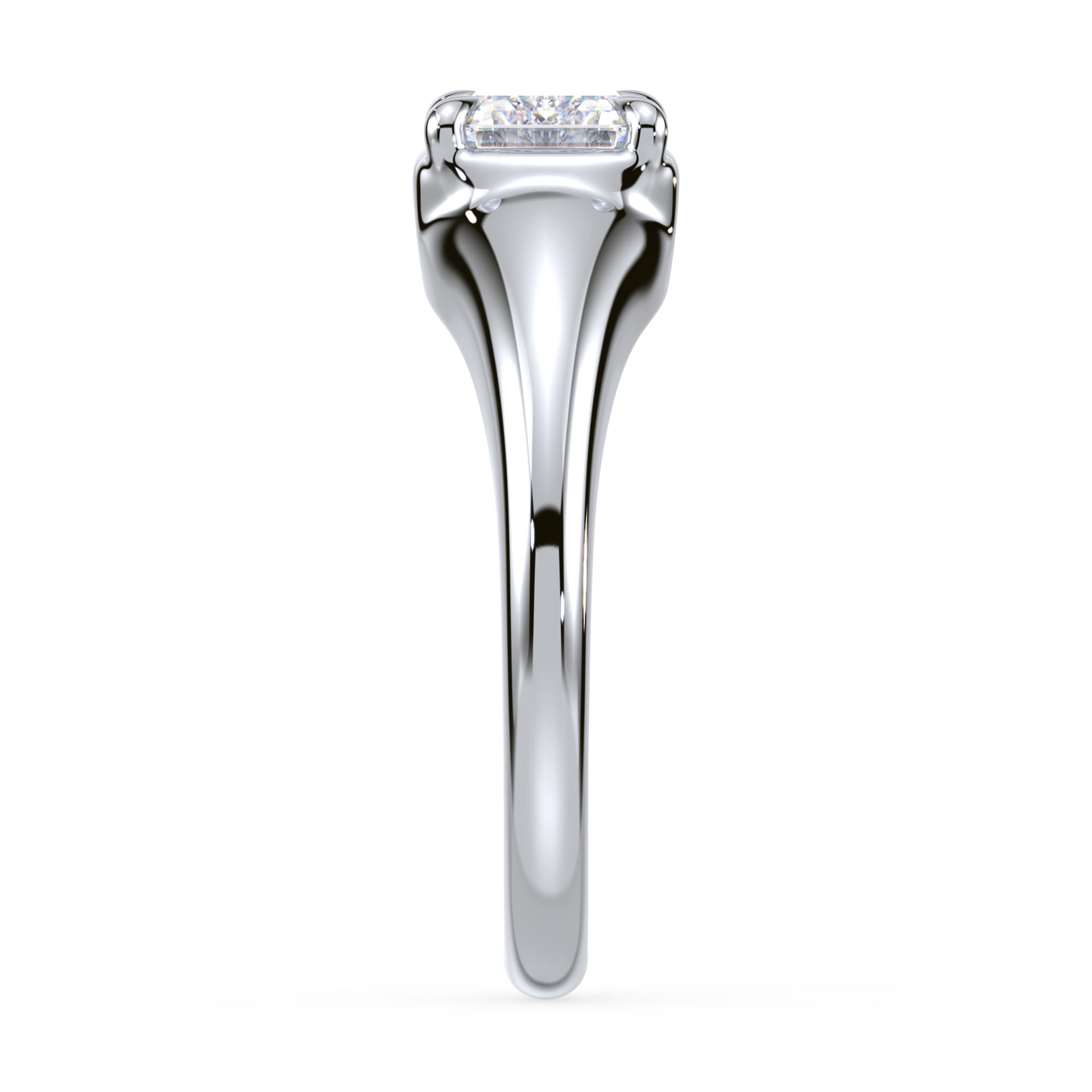 Dylan East West Emerald Lab Grown Diamond Bezel Prong Ring