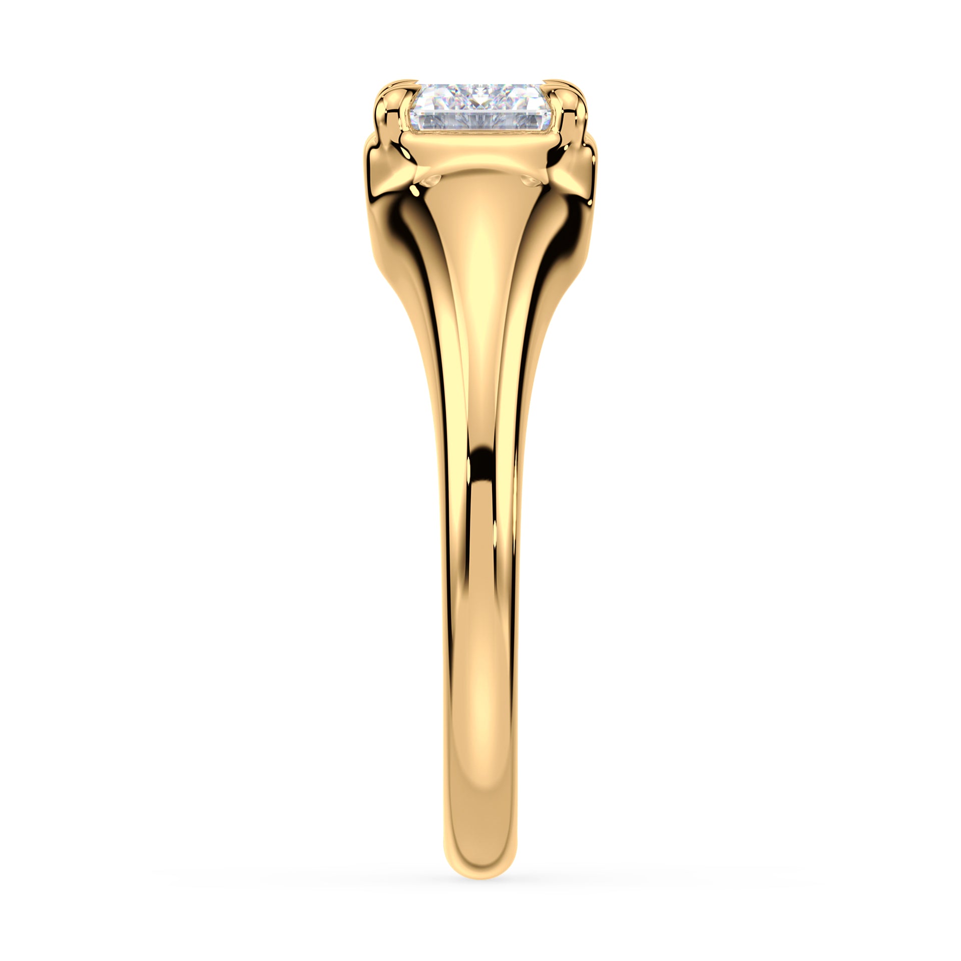 Dylan East West Emerald Lab Grown Diamond Bezel Prong Ring
