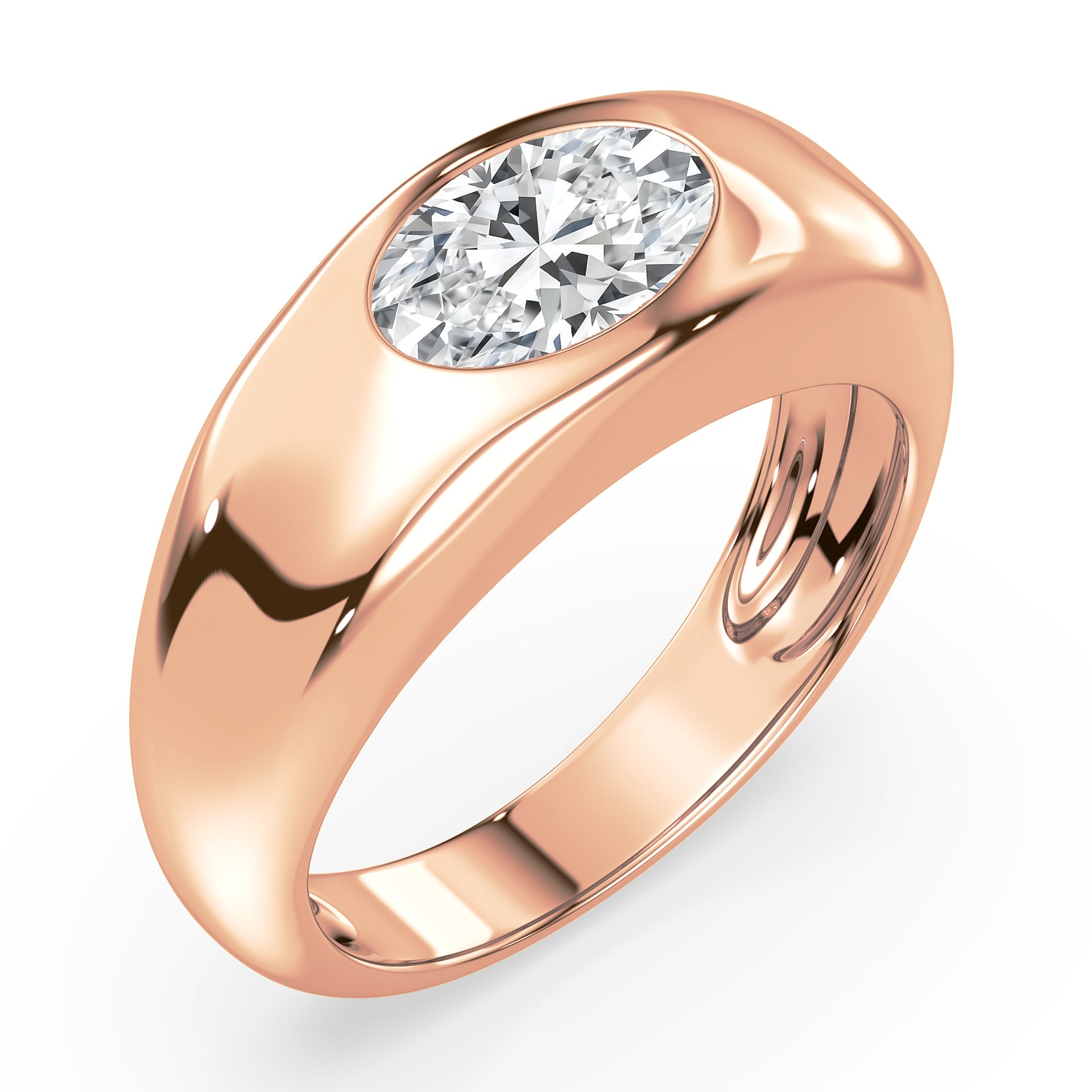 Serena East West Oval Lab Grown Diamond Dome Ring