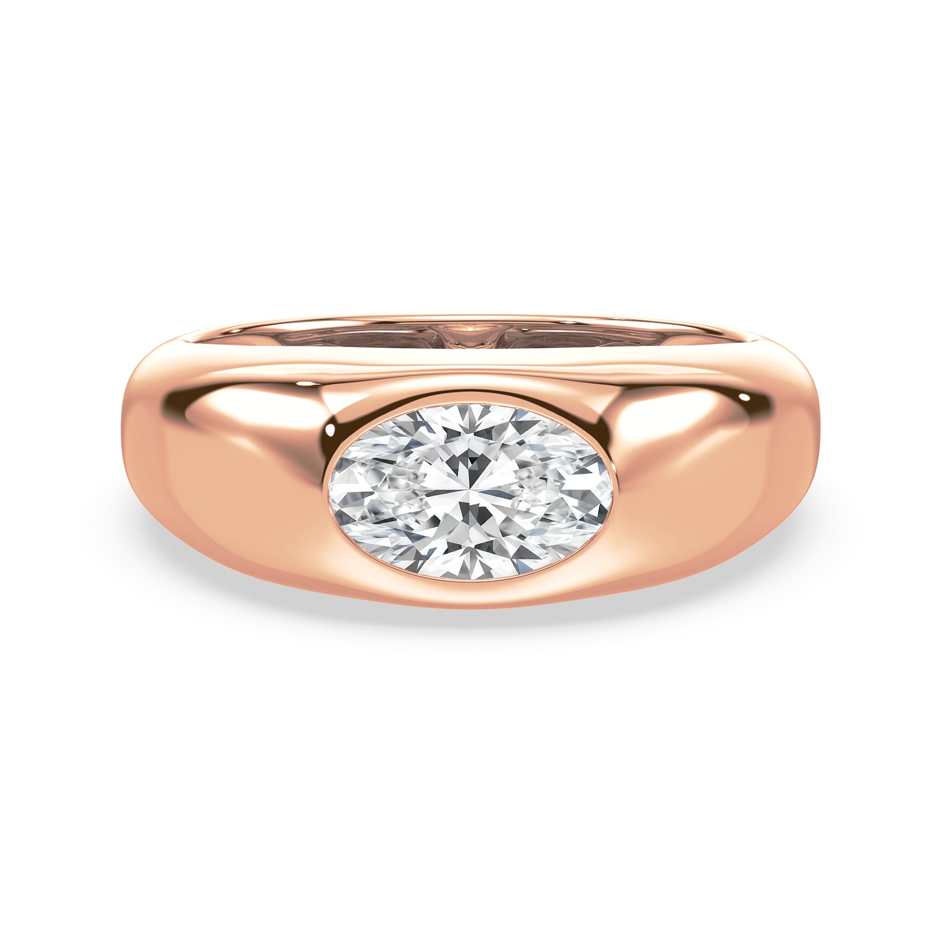 Serena East West Oval Lab Grown Diamond Dome Ring