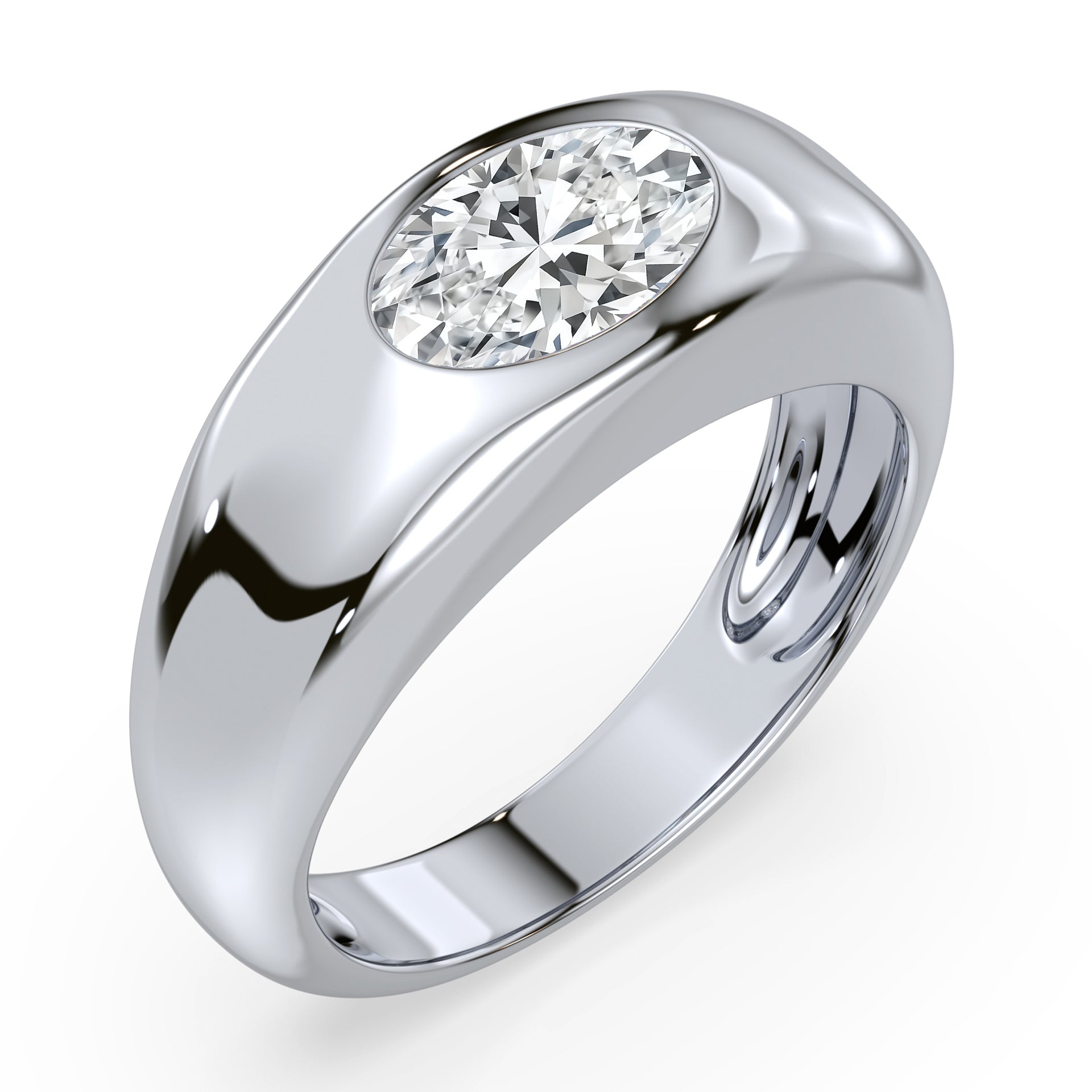Serena East West Oval Lab Grown Diamond Dome Ring