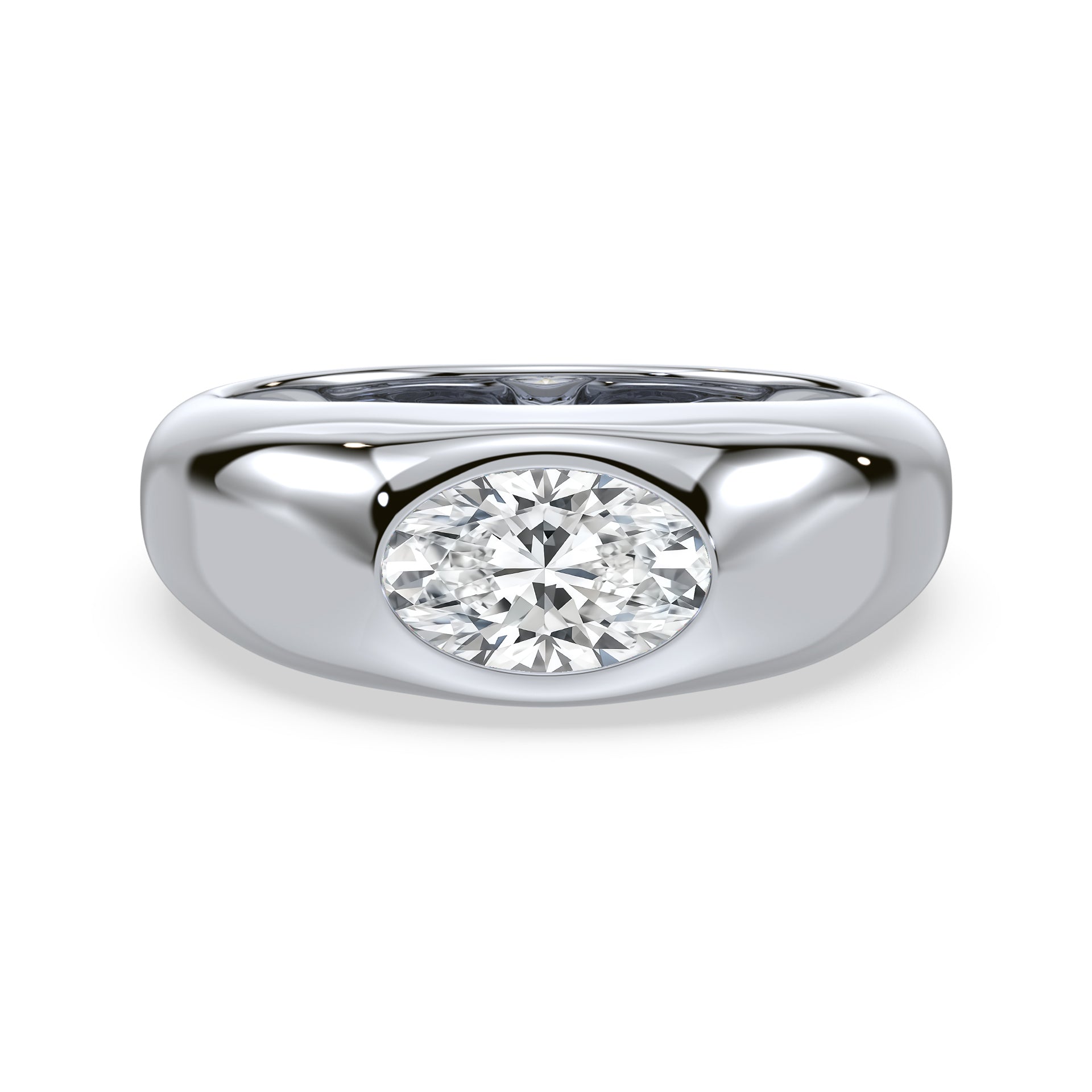 Serena East West Oval Lab Grown Diamond Dome Ring