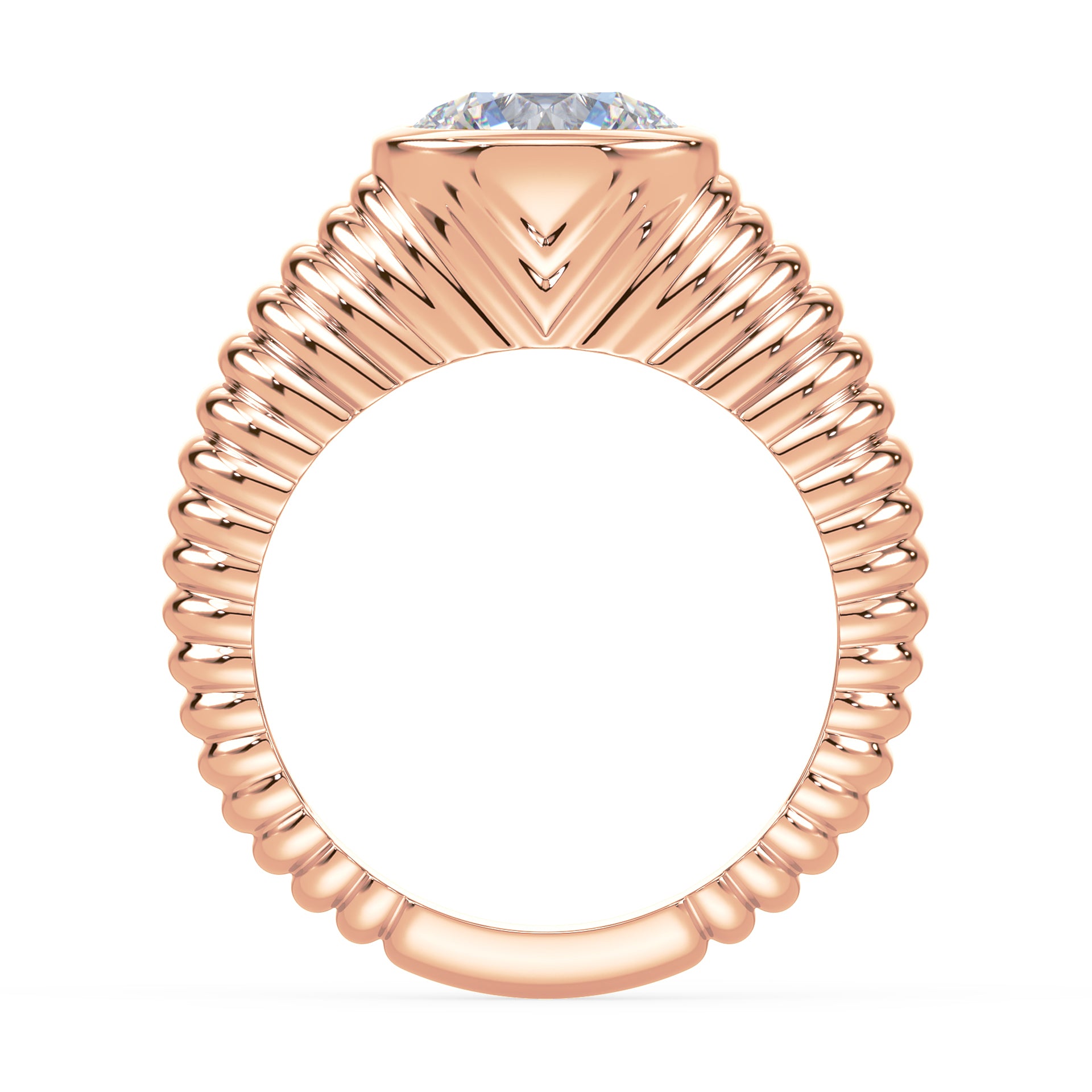 Lake Round Lab Grown Diamond Bezel Ripple Dome Ring