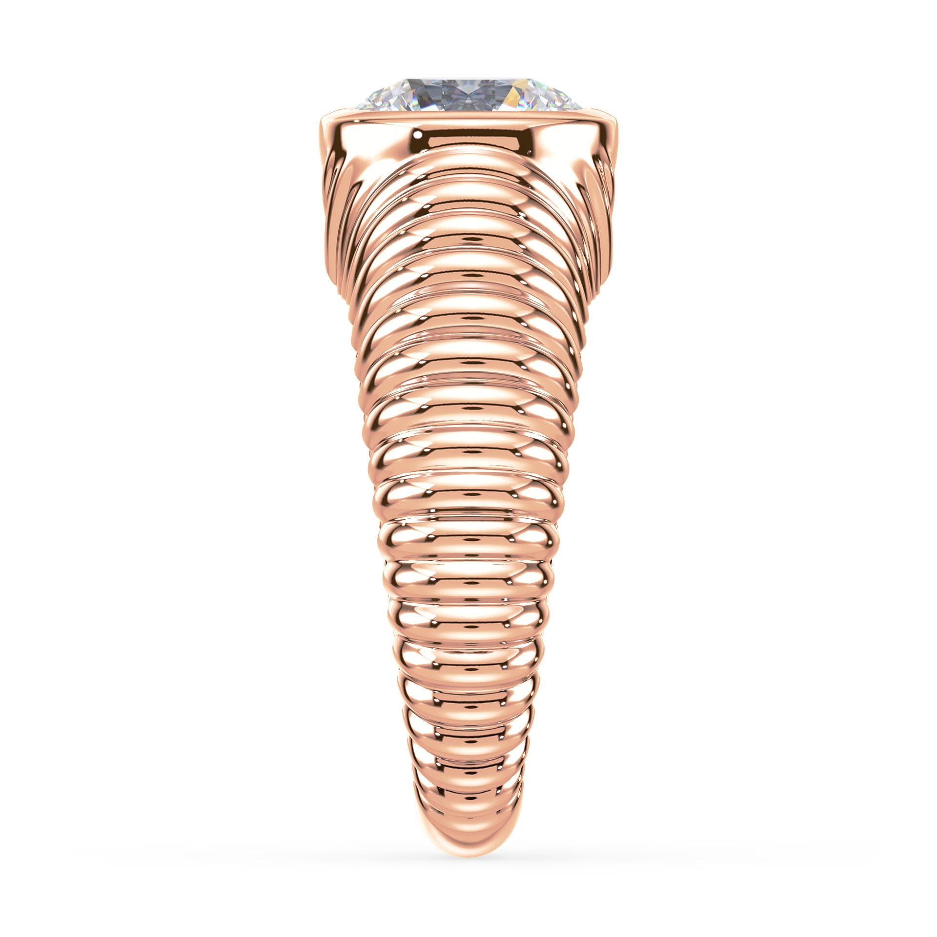 Lake Round Lab Grown Diamond Bezel Ripple Dome Ring