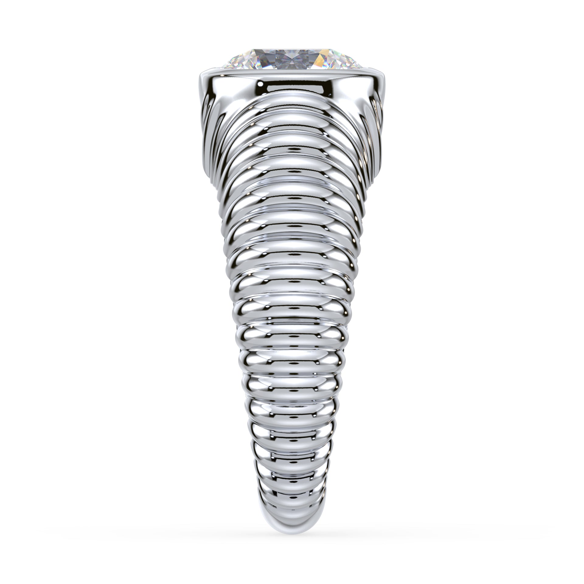 Lake Round Lab Grown Diamond Bezel Ripple Dome Ring