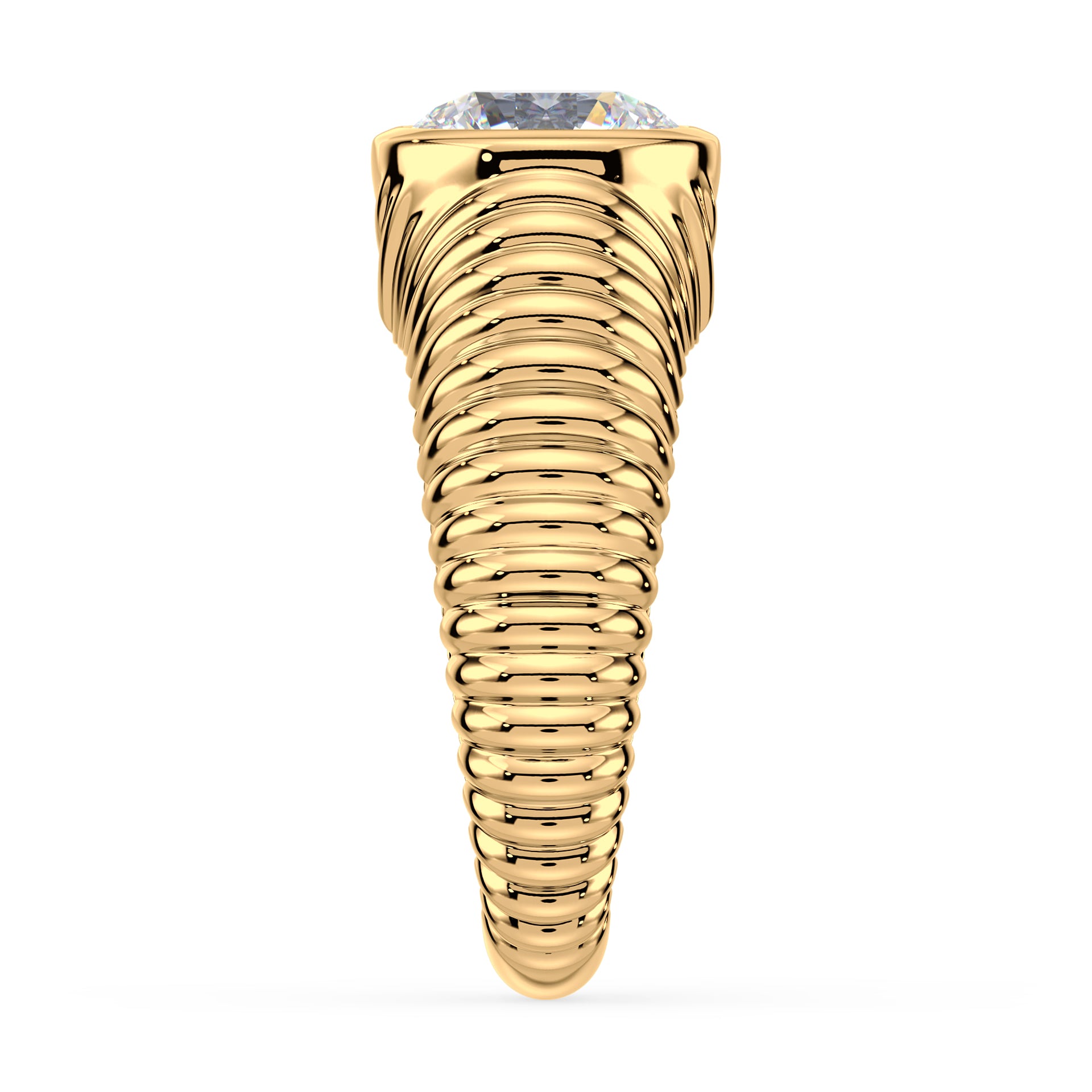 Lake Round Lab Grown Diamond Bezel Ripple Dome Ring