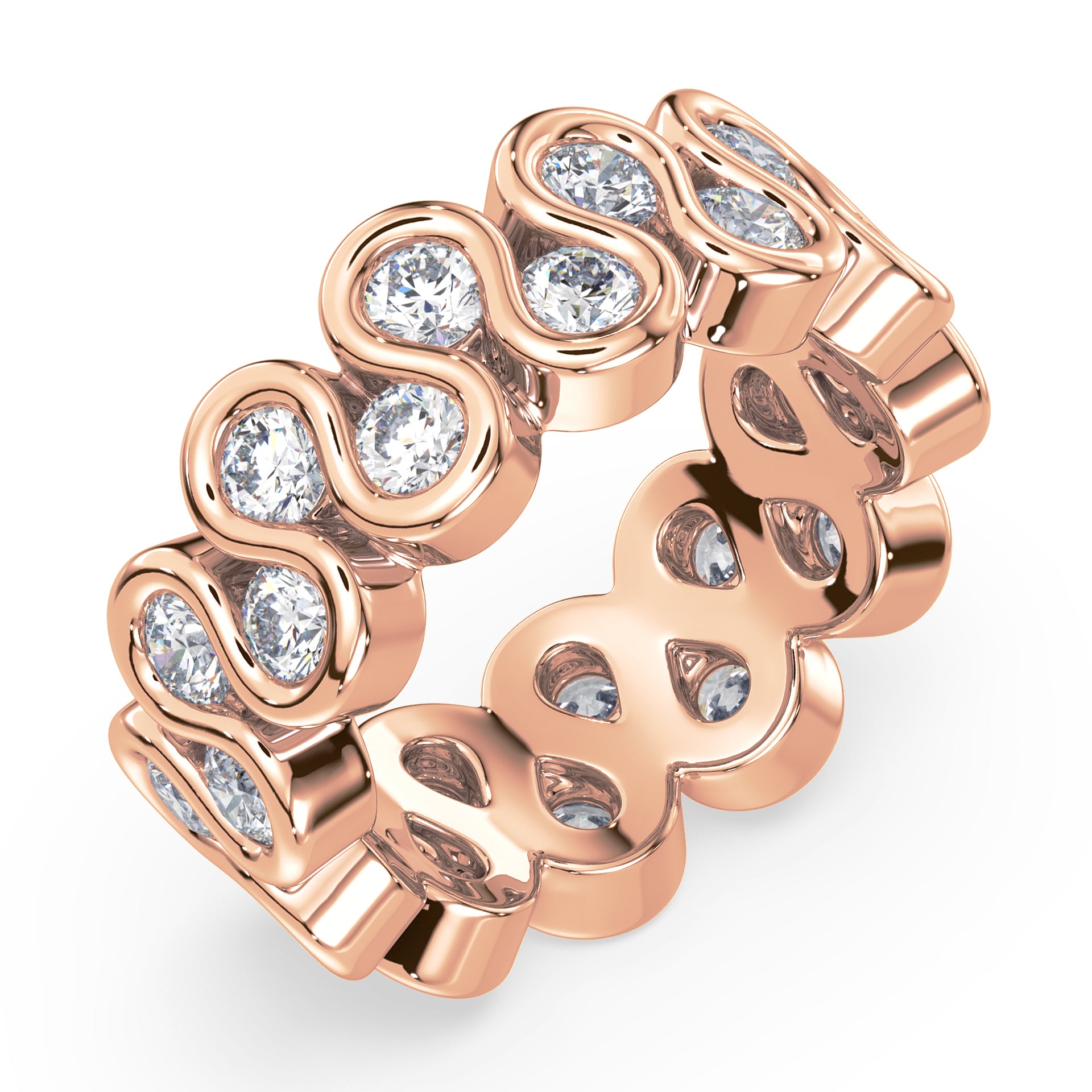 Piper Round Lab Grown Diamond Double Row Half Bezel Eternity Ring