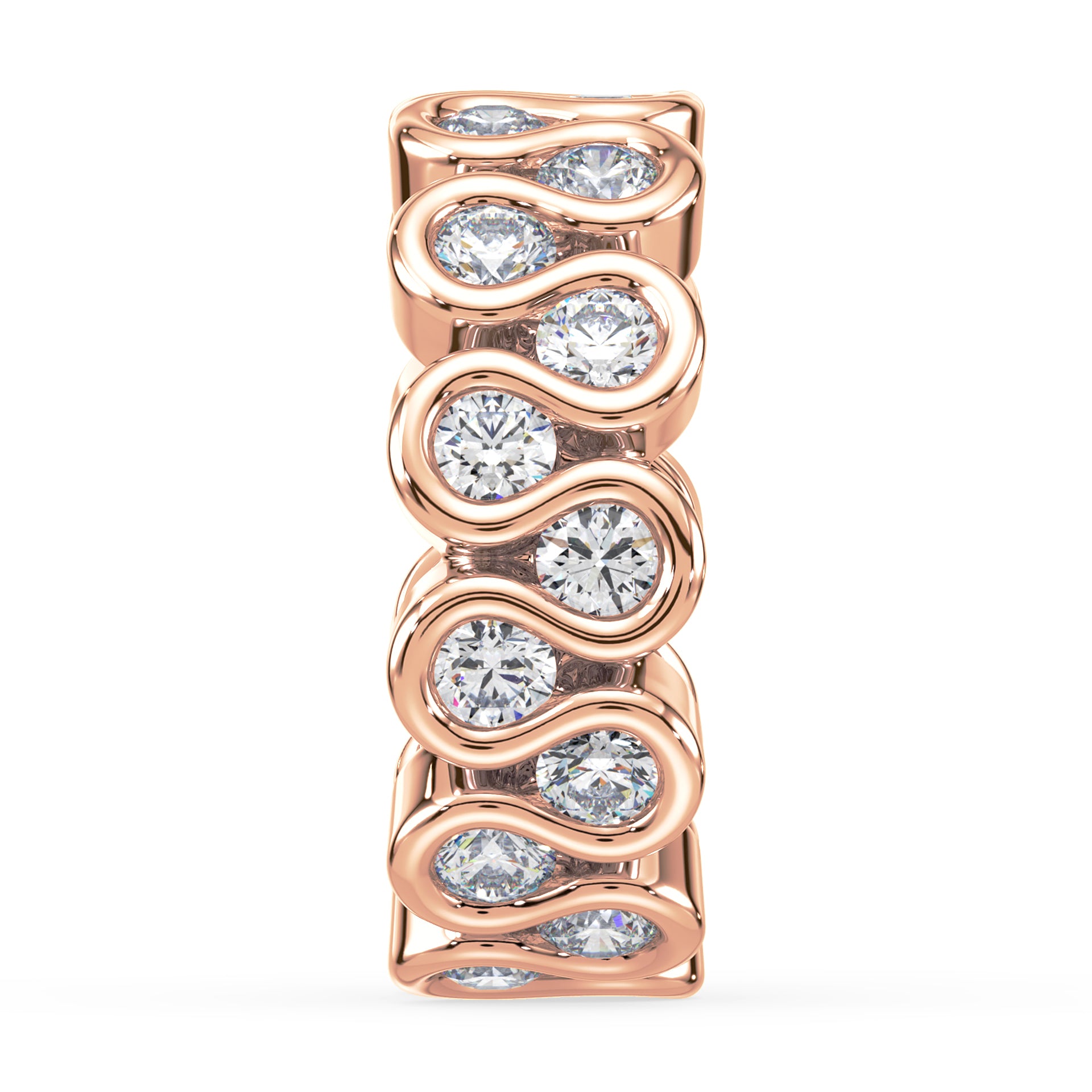 Piper Round Lab Grown Diamond Double Row Half Bezel Eternity Ring