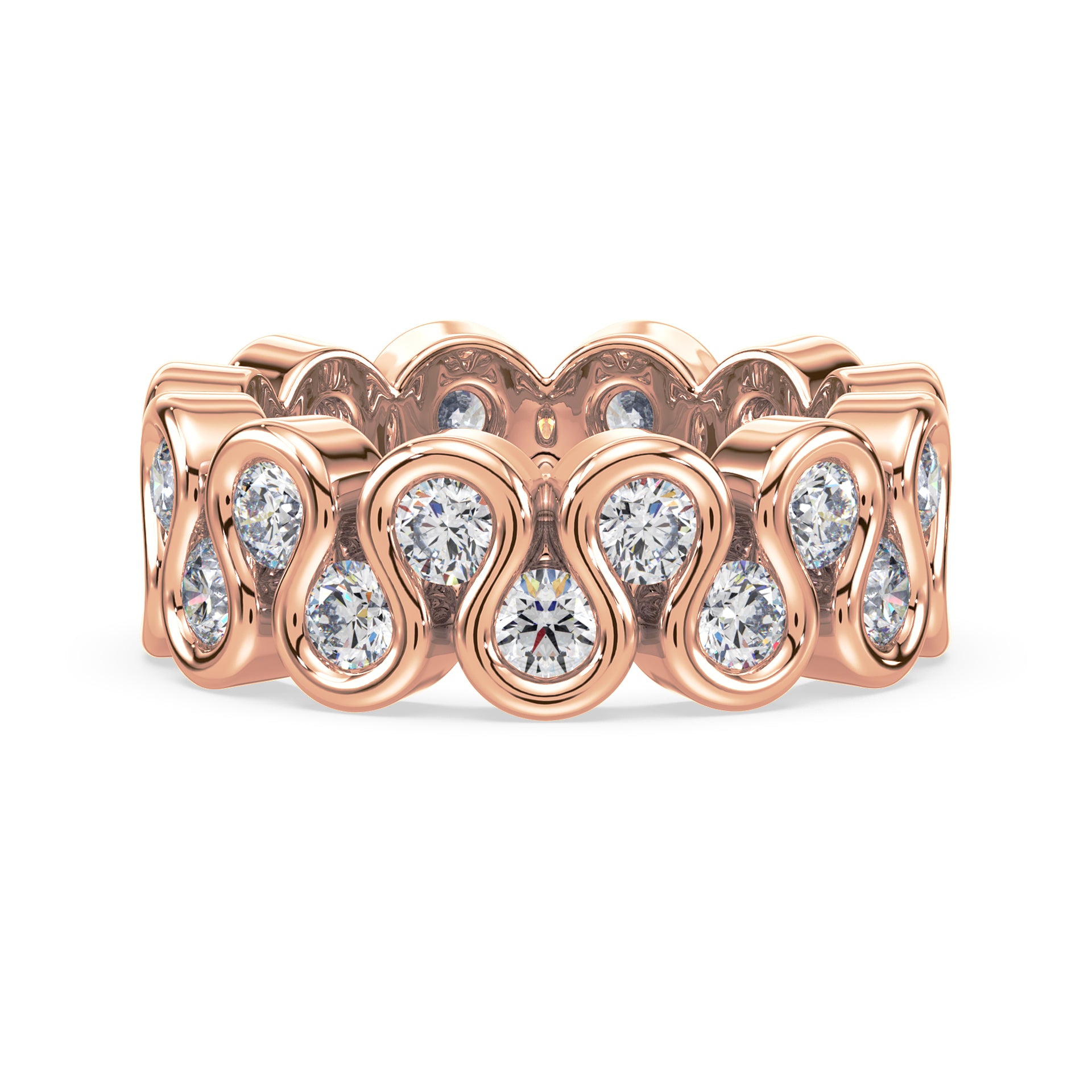 Piper Round Lab Grown Diamond Double Row Half Bezel Eternity Ring