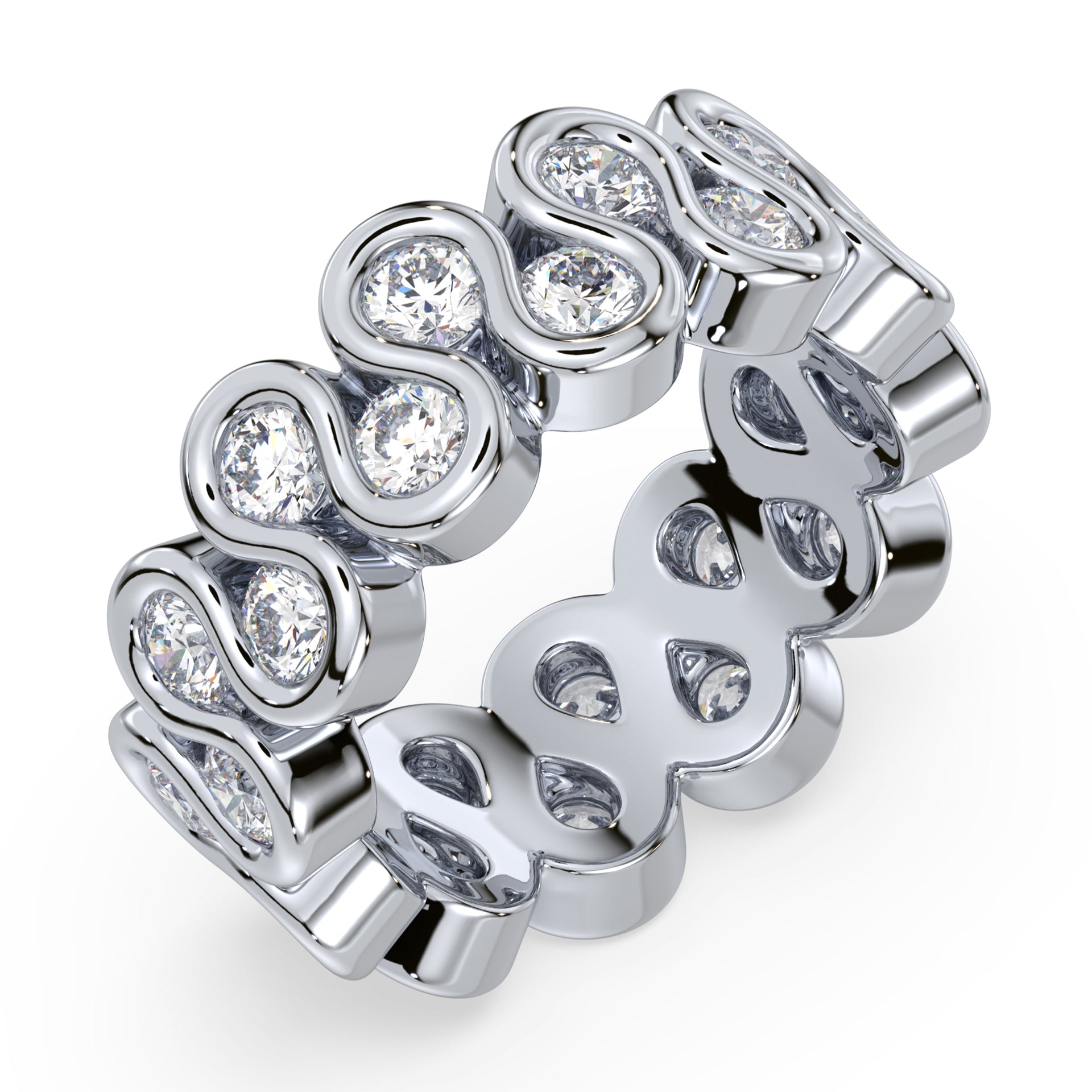 Piper Round Lab Grown Diamond Double Row Half Bezel Eternity Ring