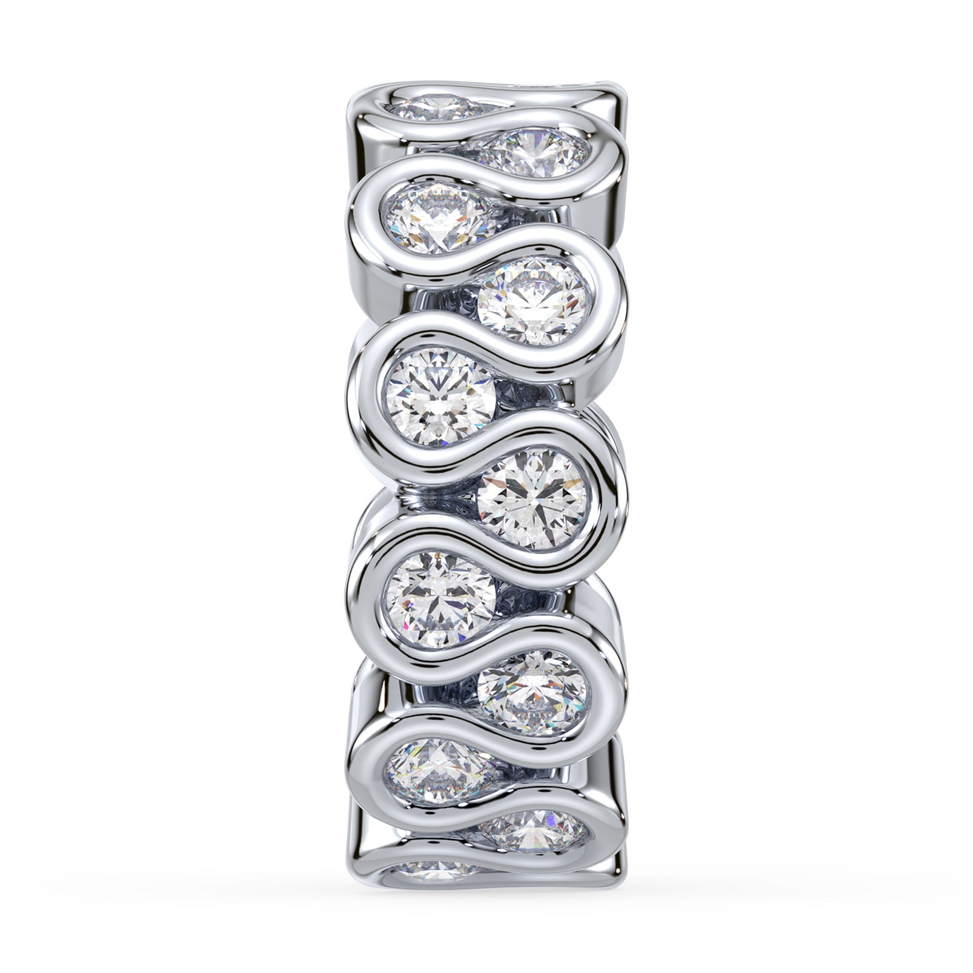 Piper Round Lab Grown Diamond Double Row Half Bezel Eternity Ring