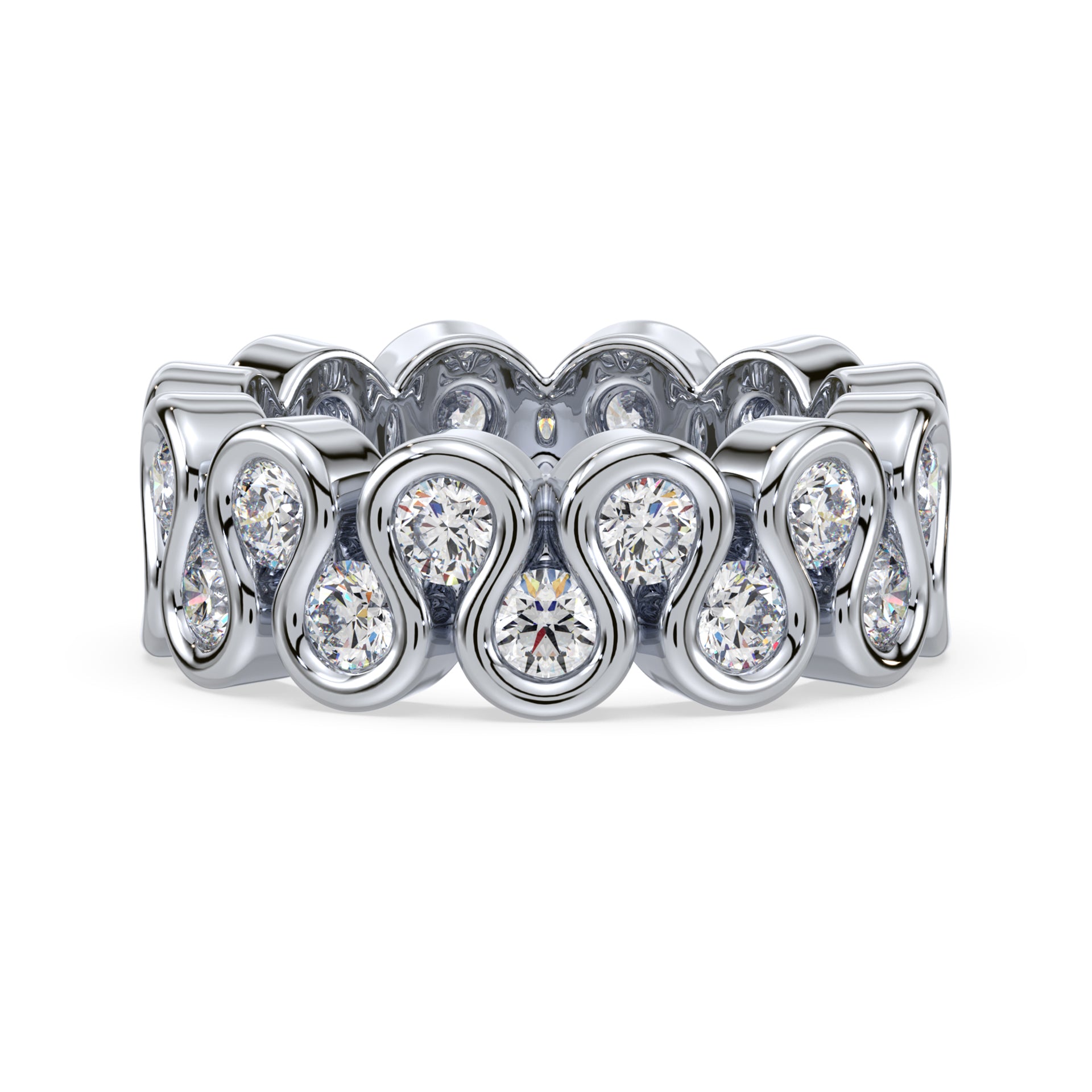 Piper Round Lab Grown Diamond Double Row Half Bezel Eternity Ring
