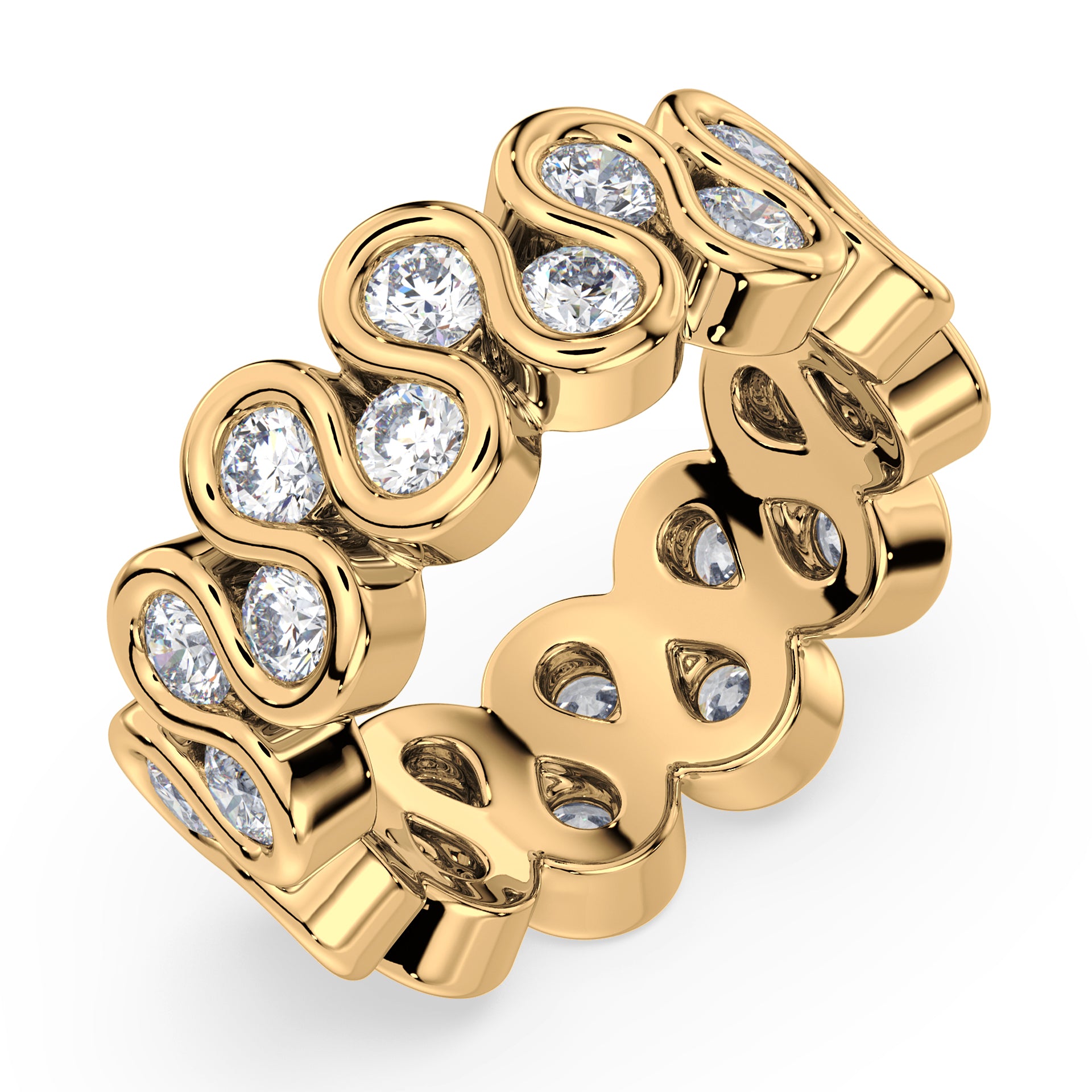 Piper Round Lab Grown Diamond Double Row Half Bezel Eternity Ring