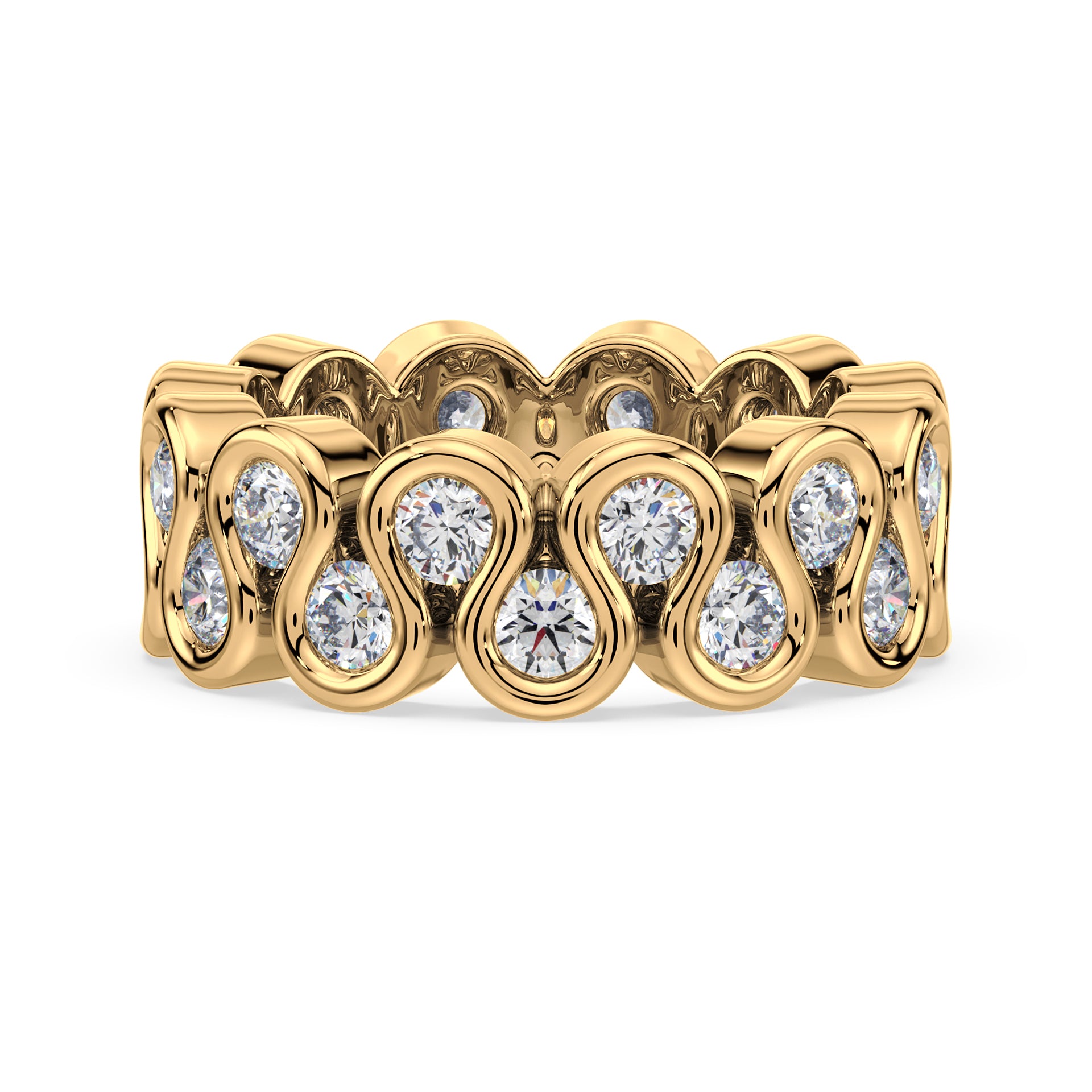 Piper Round Lab Grown Diamond Double Row Half Bezel Eternity Ring