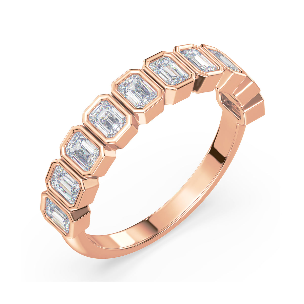 Greta Emerald Bezel Lab Grown Diamond Half Eternity Ring