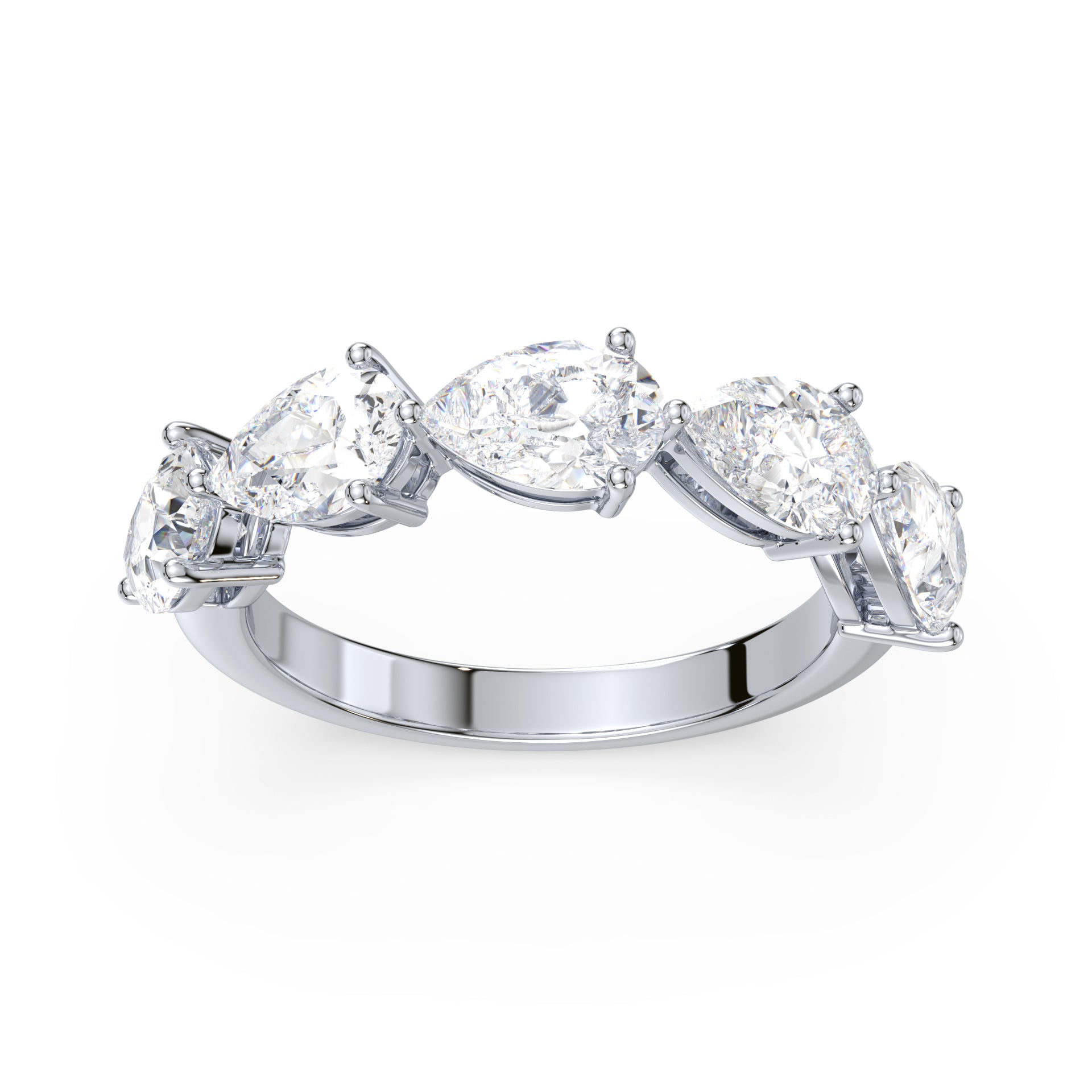 Maeve East-West Pear Lab Grown Diamond Half Eternity Ring