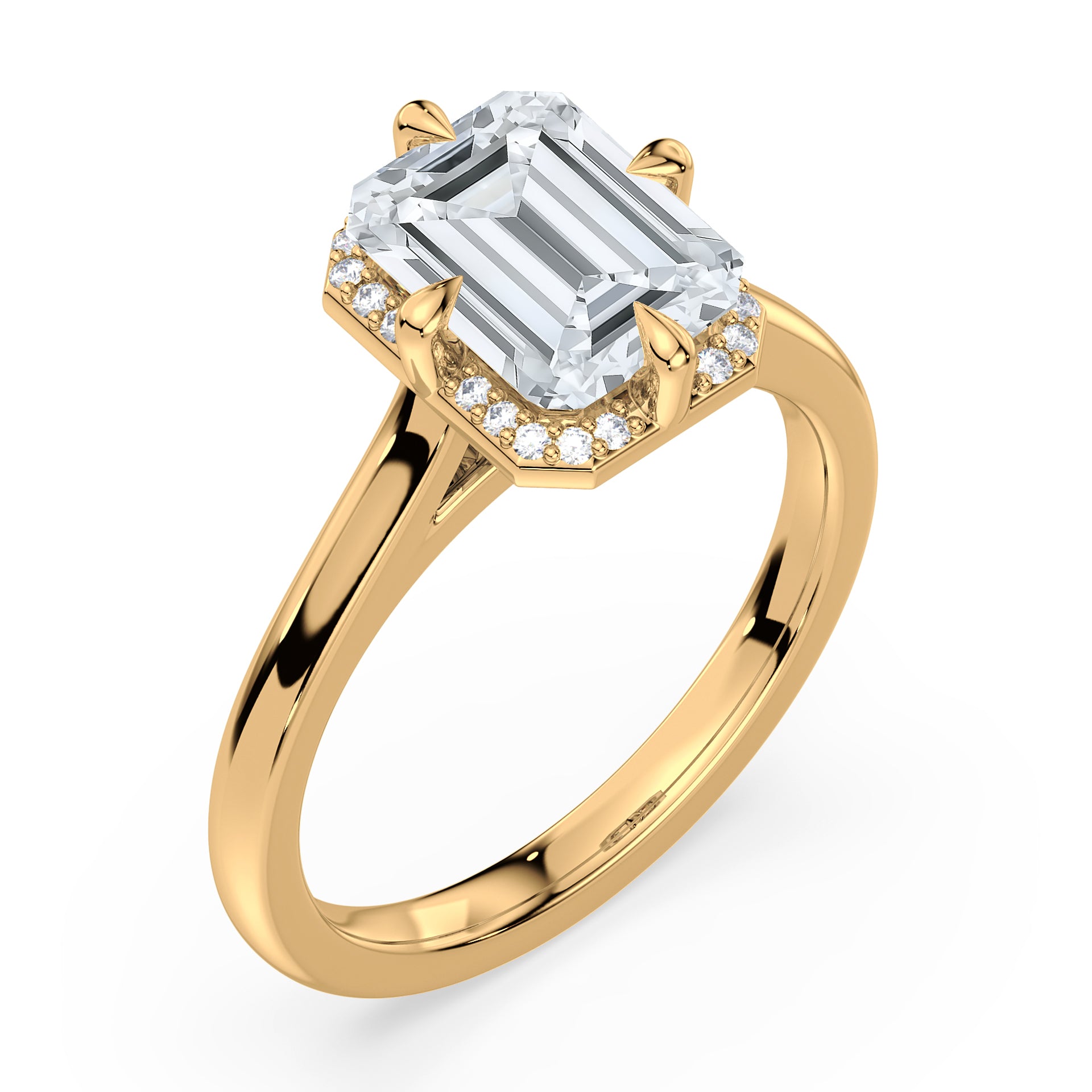 Romy Peek-a-Boo Halo Cathedral Compass Prong Solitaire Setting