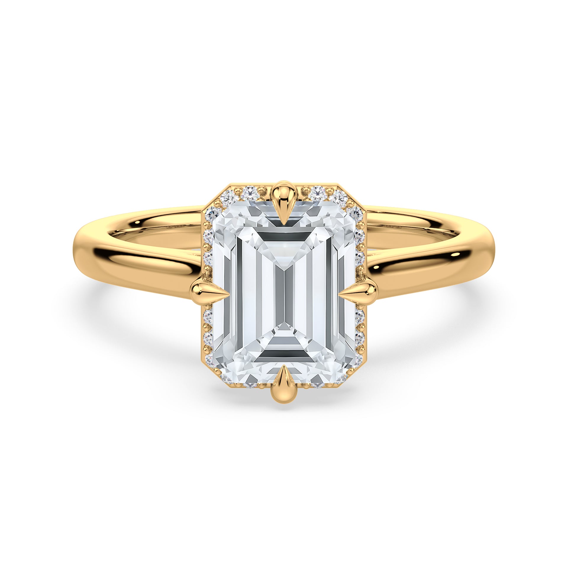 Romy Peek-a-Boo Halo Cathedral Compass Prong Solitaire Setting