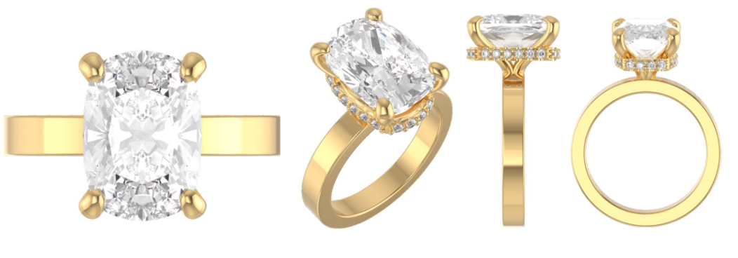 Custom Solitaire Setting with a Hidden Halo Outside of the Prongs