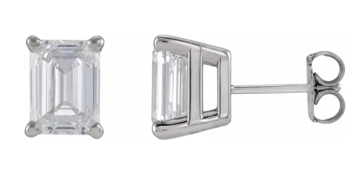 Four Prong Stud Earrings for Emerald Stones