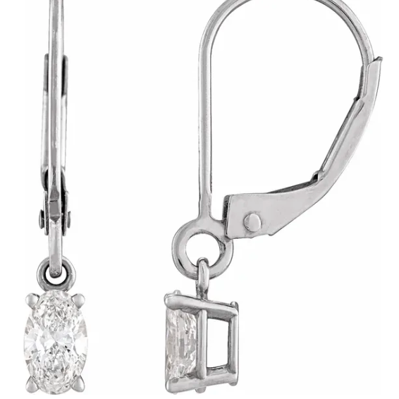 Lever Back Dangle Earrings for Oval Stones