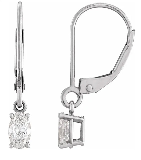 Lever Back Dangle Earrings for Oval Stones