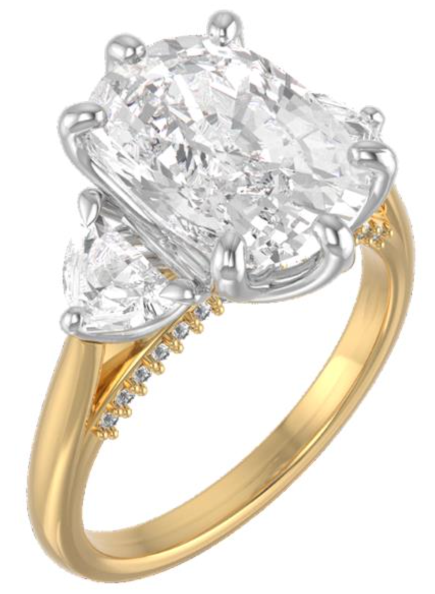 Custom Three Stone Setting with Diamonds on the Bridge