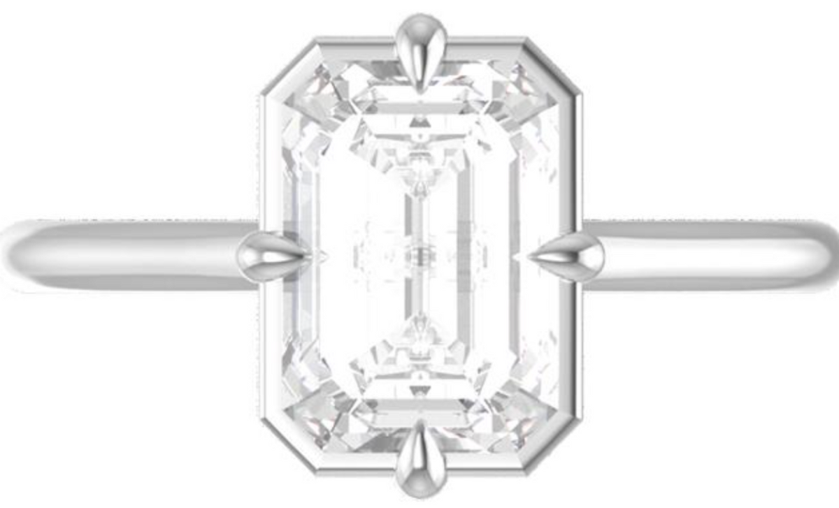 Gemma Peek-a-Boo Bezel Cathedral Solitaire Setting with Compass Prongs