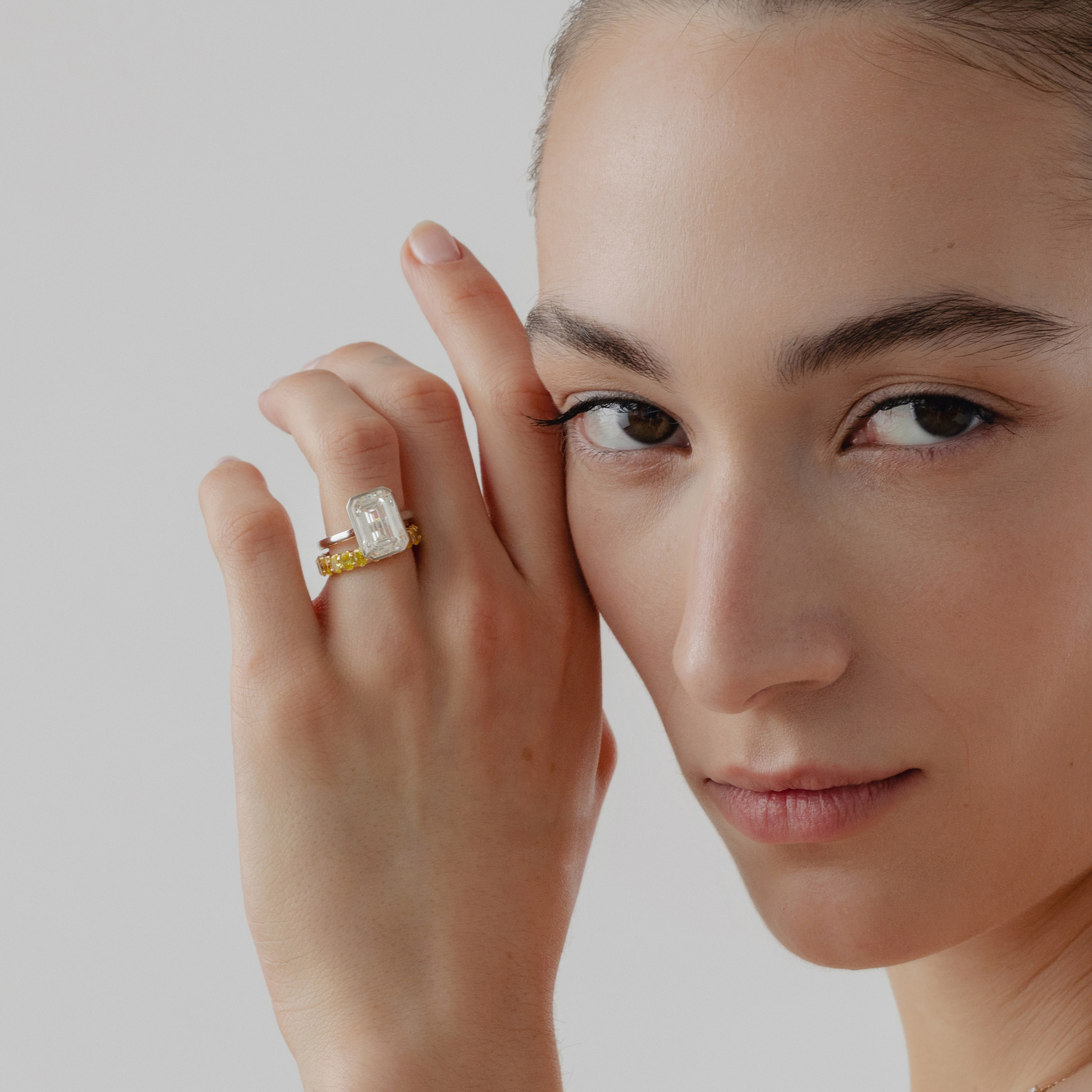 Greer Fancy Yellow Oval Lab Grown Diamond Eternity Ring