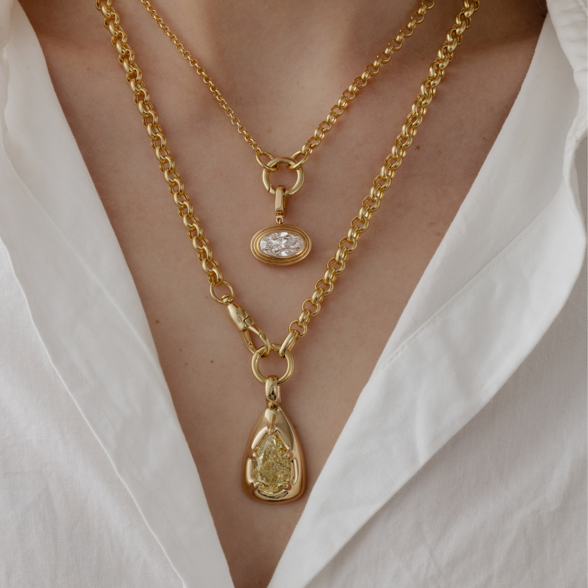 Rory Yellow Pear Lab Grown Diamond Bubble Bezel Prong Pendant