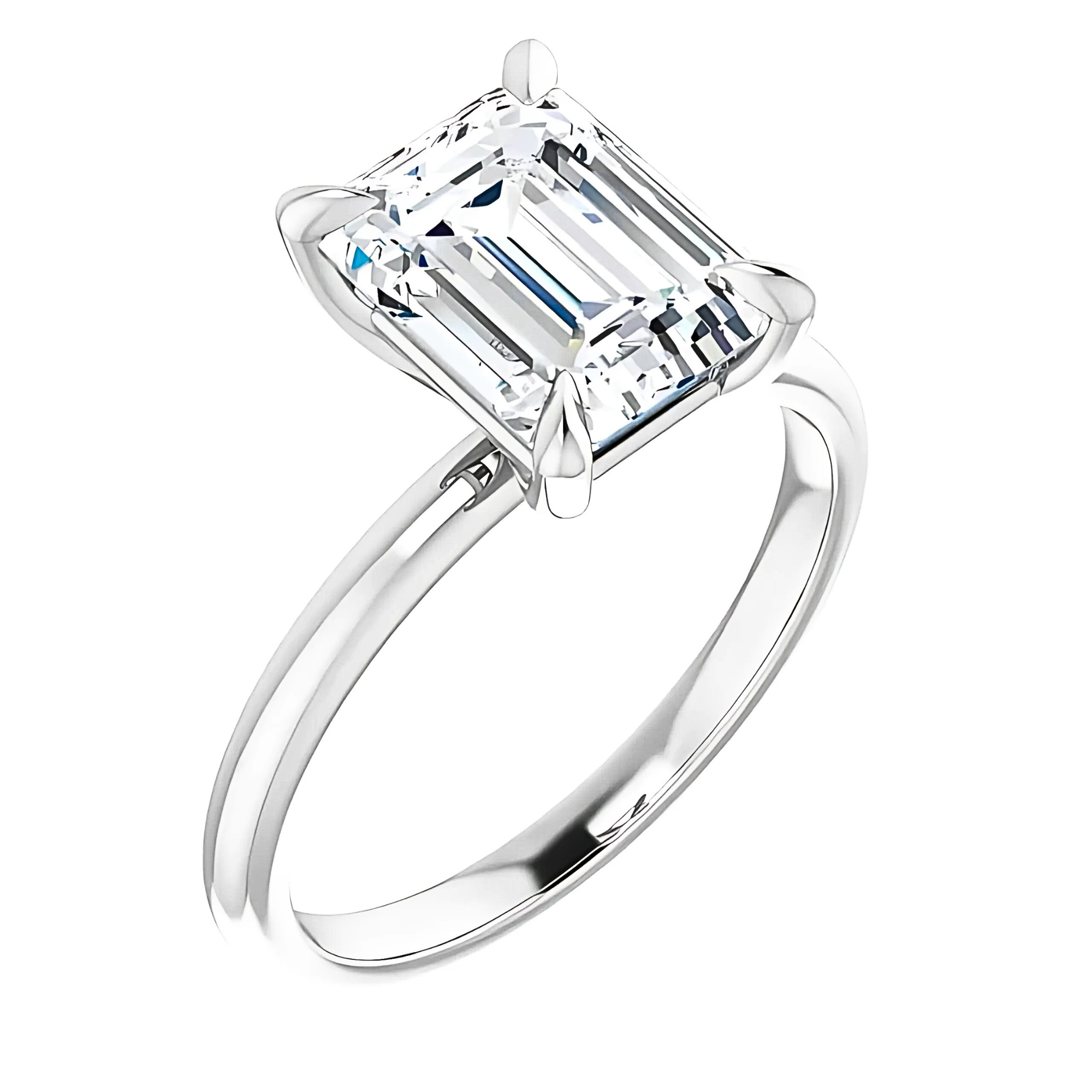 Olivia Emerald Moissanite Solitaire Engagement Ring