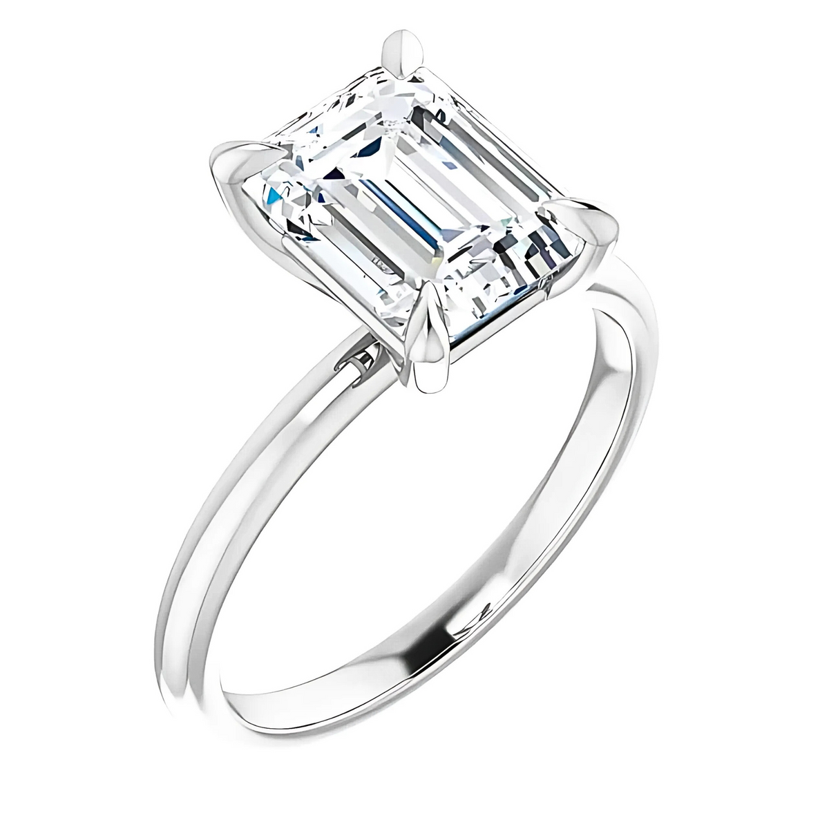 Olivia Emerald Moissanite Solitaire Engagement Ring