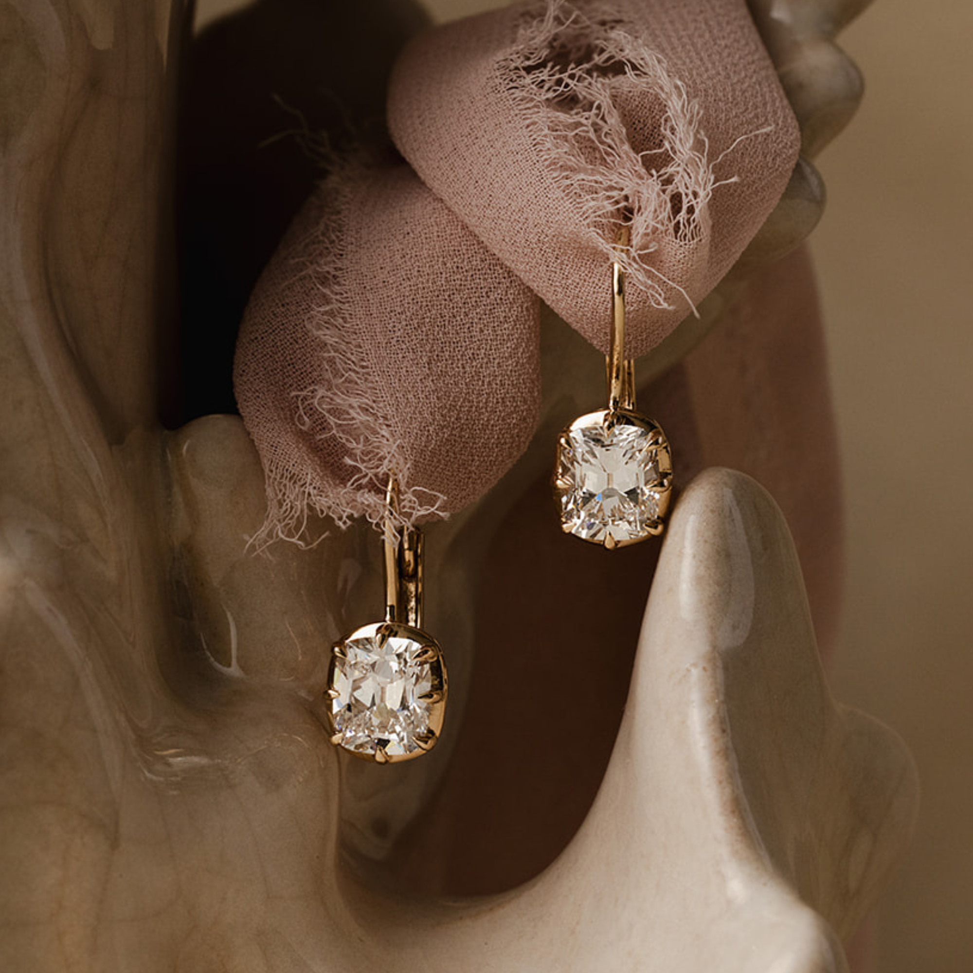 Aspen Old Mine Lab Grown Diamond Bezel Prong Drop Earrings