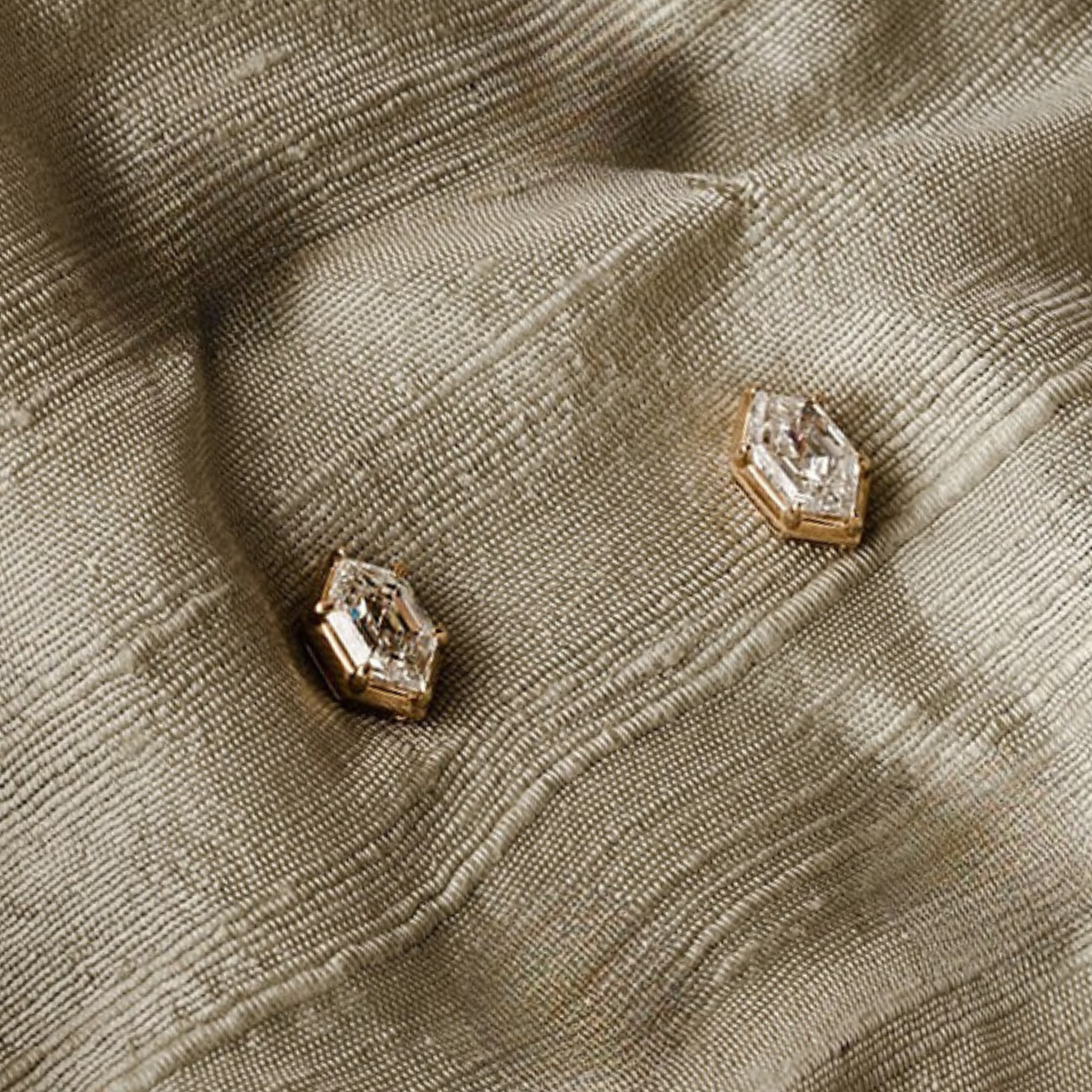 Frances Hexagon Lab Grown Diamond Bezel Prong Stud Earrings