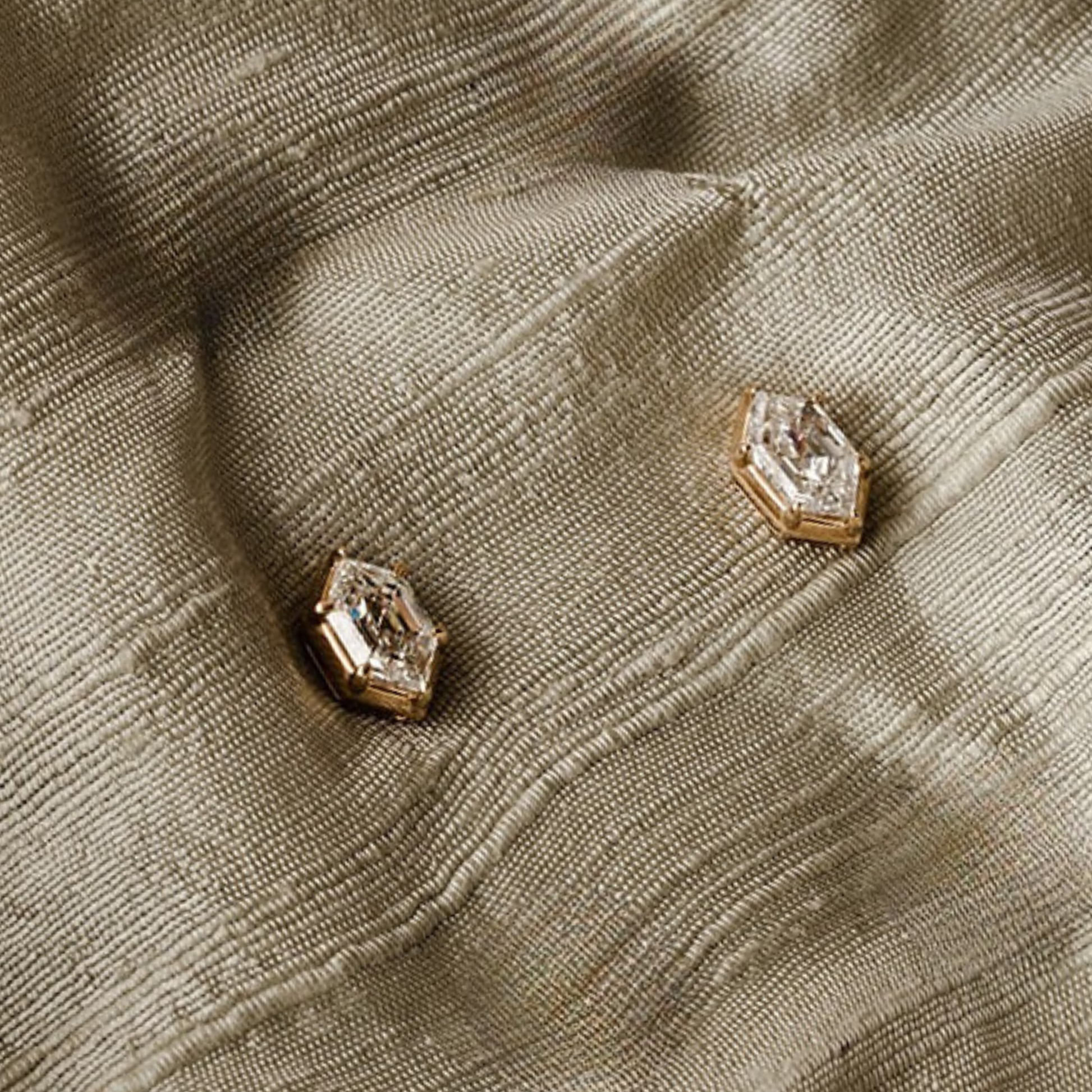 Frances Hexagon Lab Grown Diamond Bezel Prong Stud Earrings