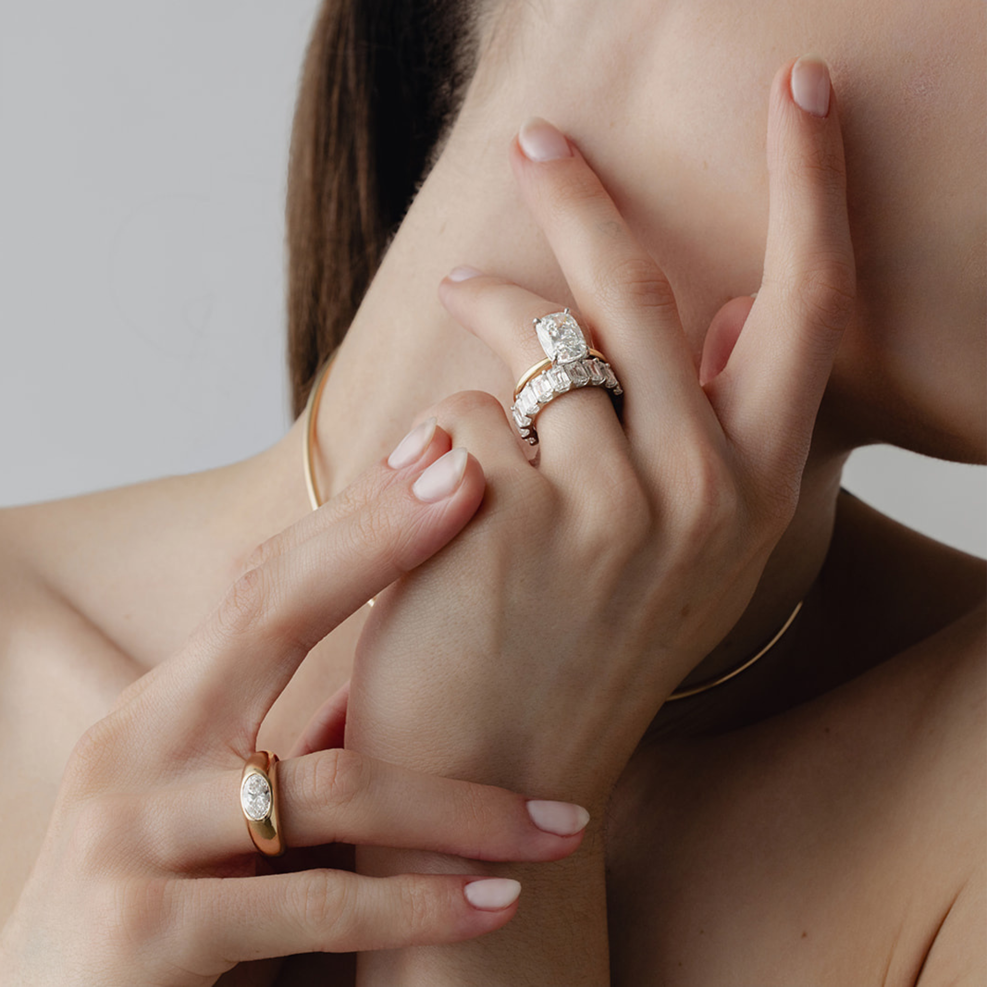 Serena East West Oval Lab Grown Diamond Dome Ring