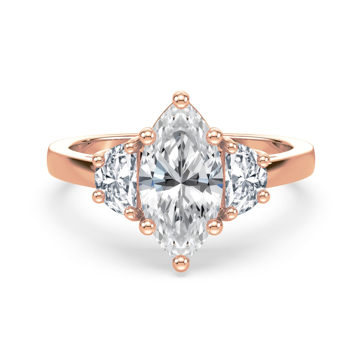 Eleanor Half Moon Three Stone Setting