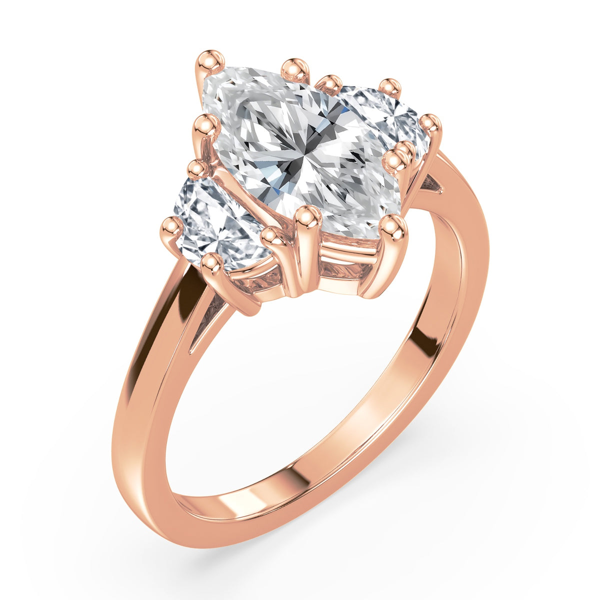 Eleanor Half Moon Three Stone Setting