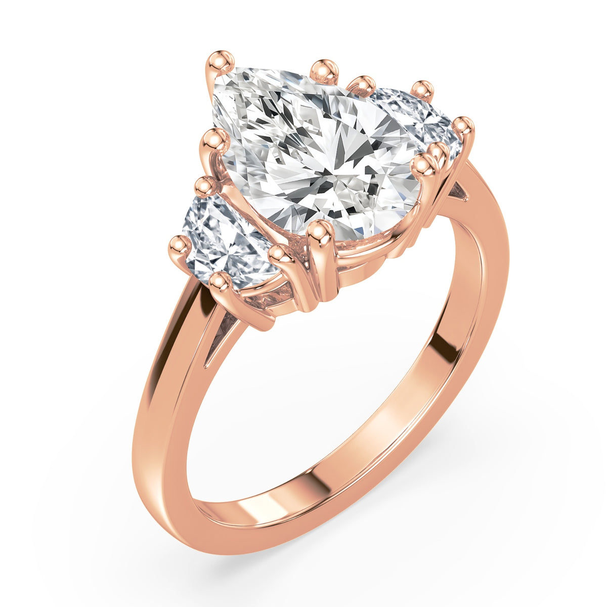 Eleanor Half Moon Three Stone Setting