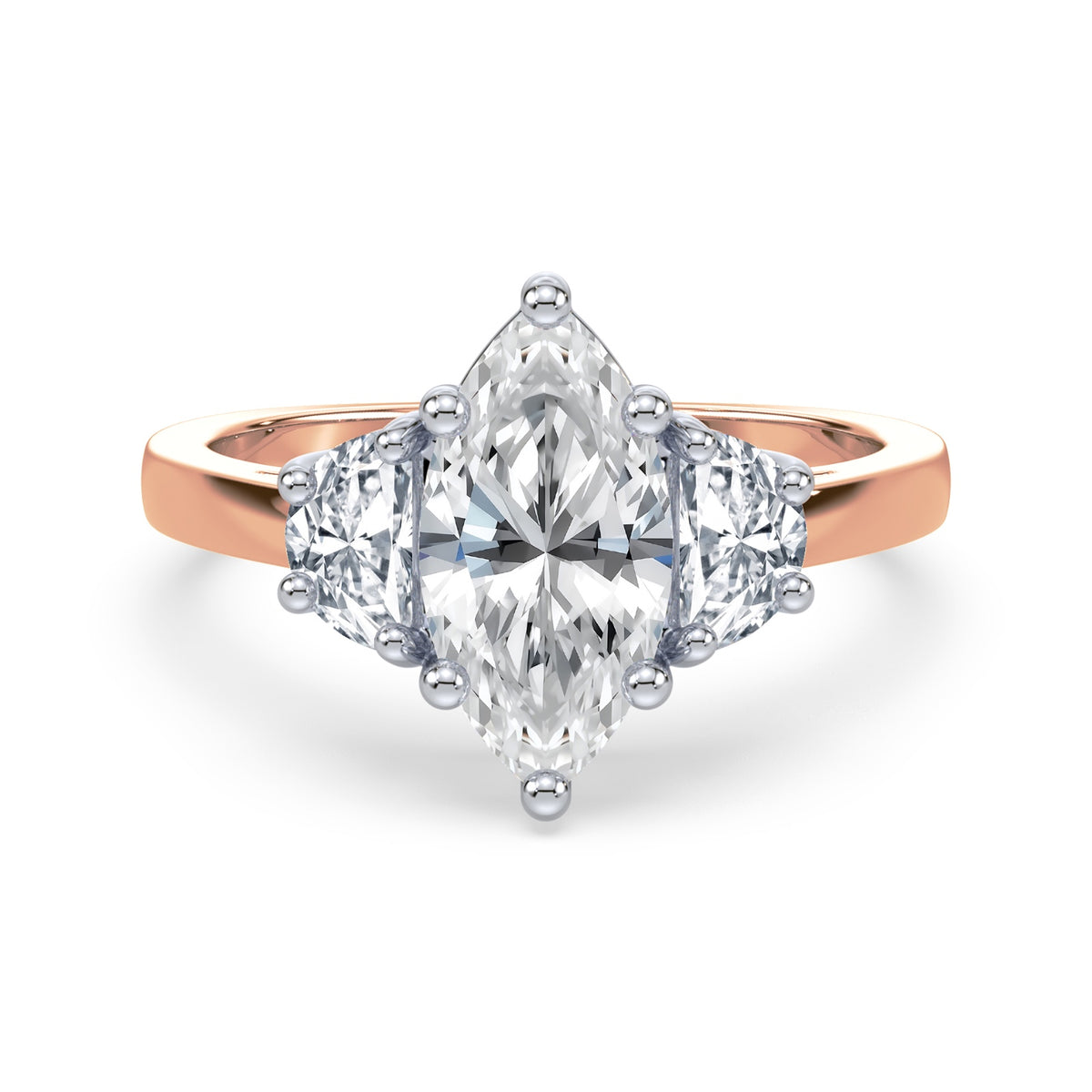 Eleanor Half Moon Three Stone Setting