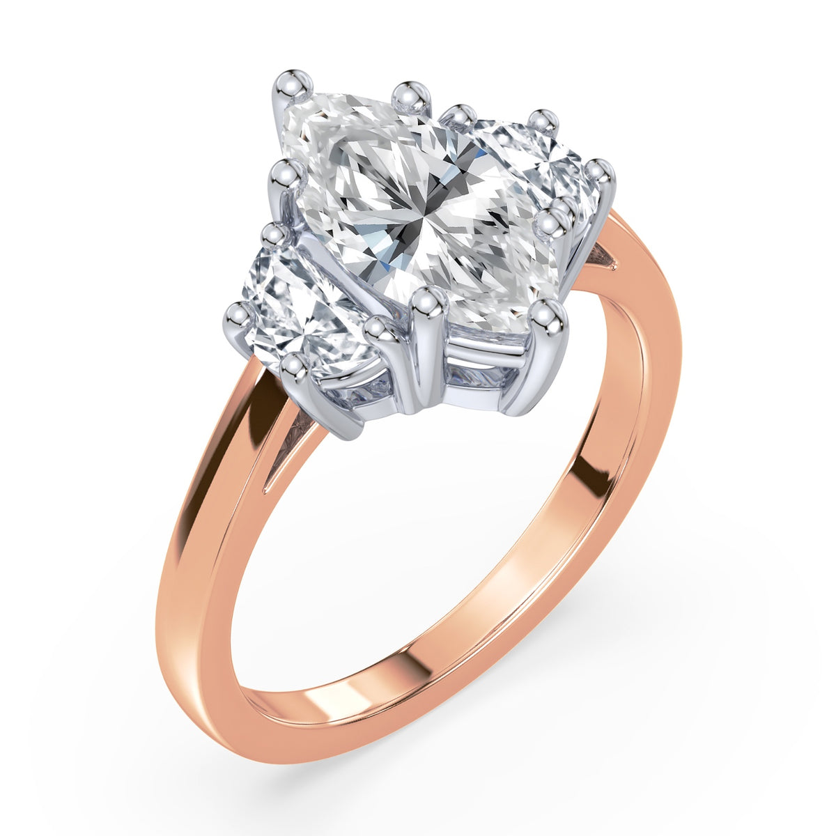 Eleanor Half Moon Three Stone Setting