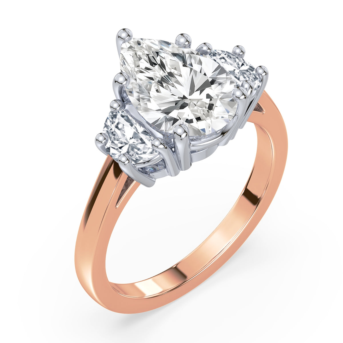 Eleanor Half Moon Three Stone Setting
