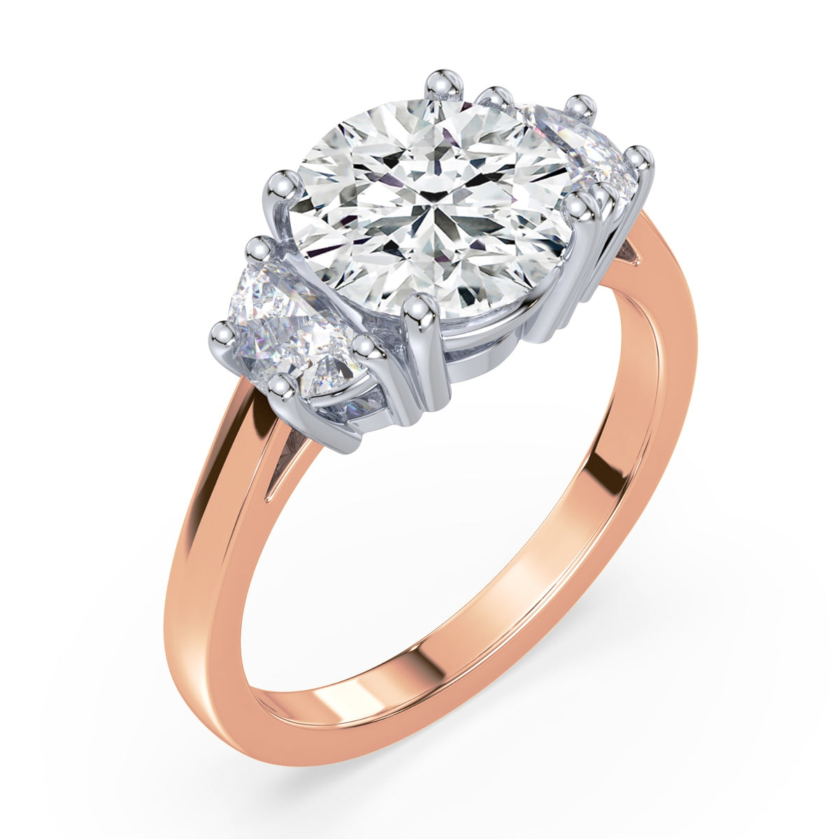 Eleanor Half Moon Three Stone Setting