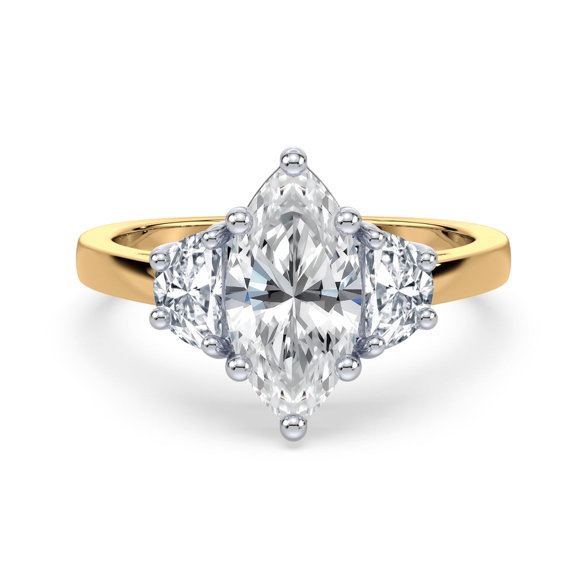 Eleanor Half Moon Three Stone Setting