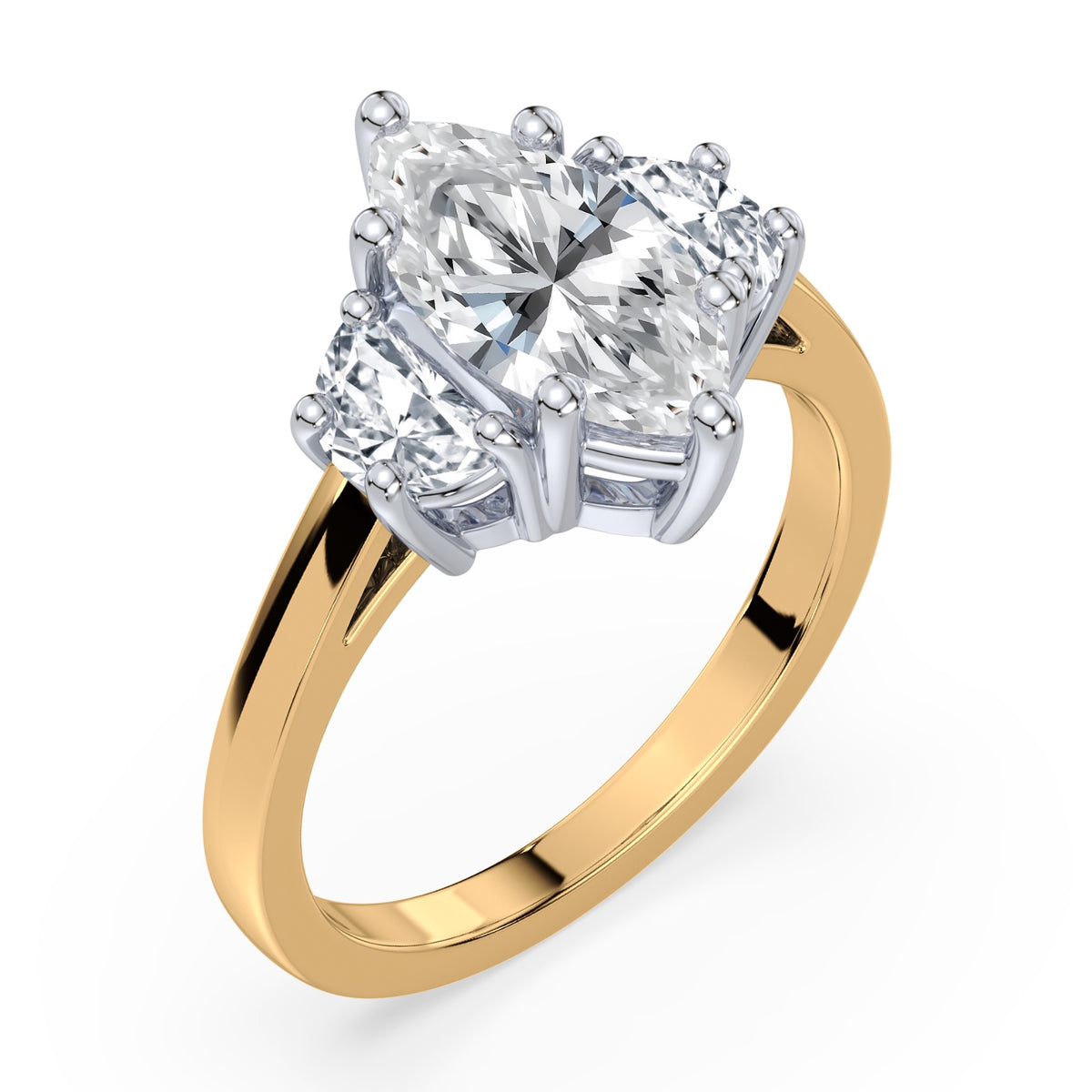 Eleanor Half Moon Three Stone Setting