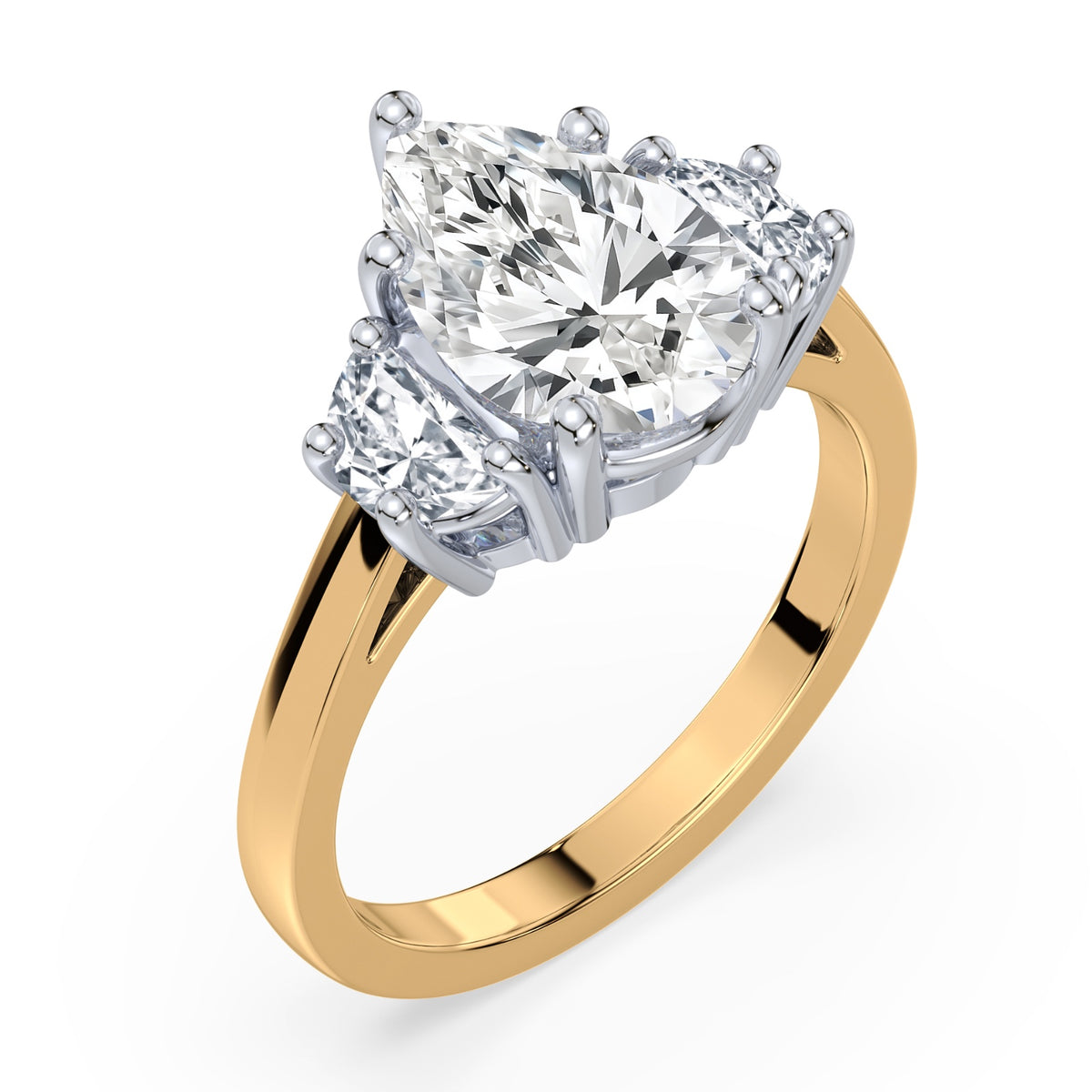 Eleanor Half Moon Three Stone Setting