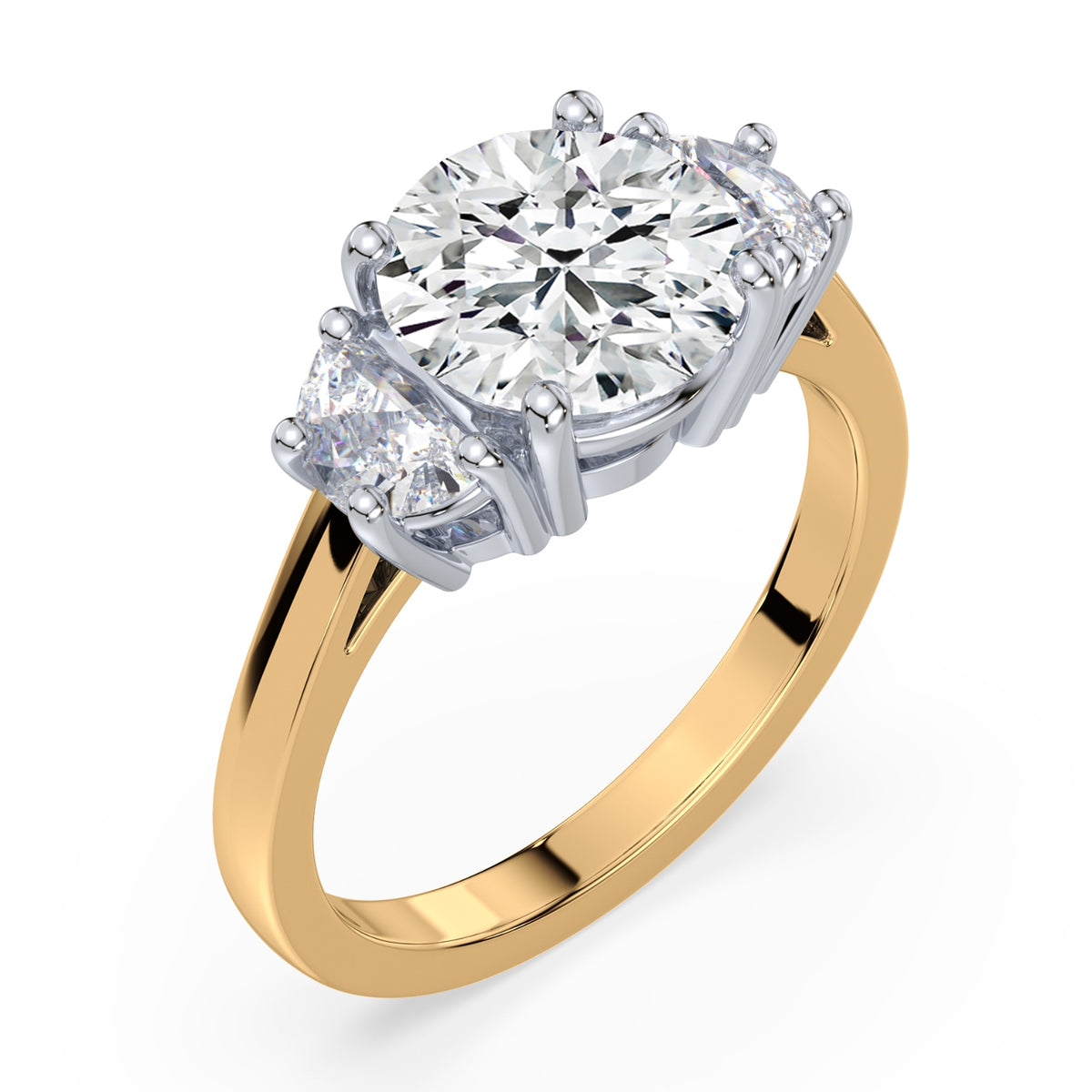 Eleanor Half Moon Three Stone Setting