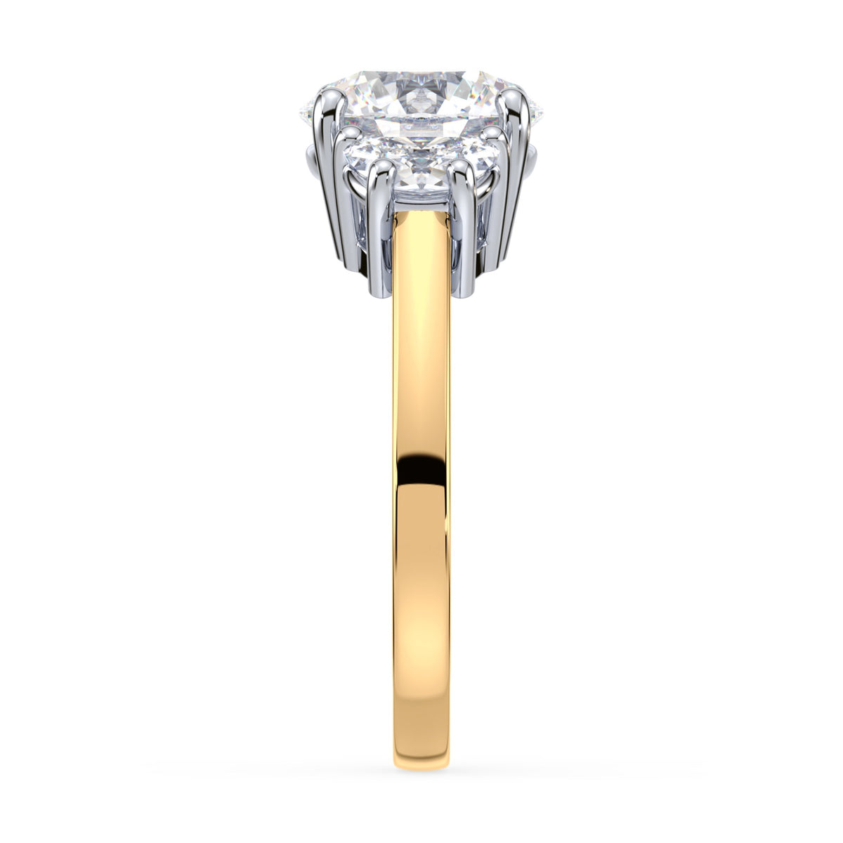 Eleanor Half Moon Three Stone Setting