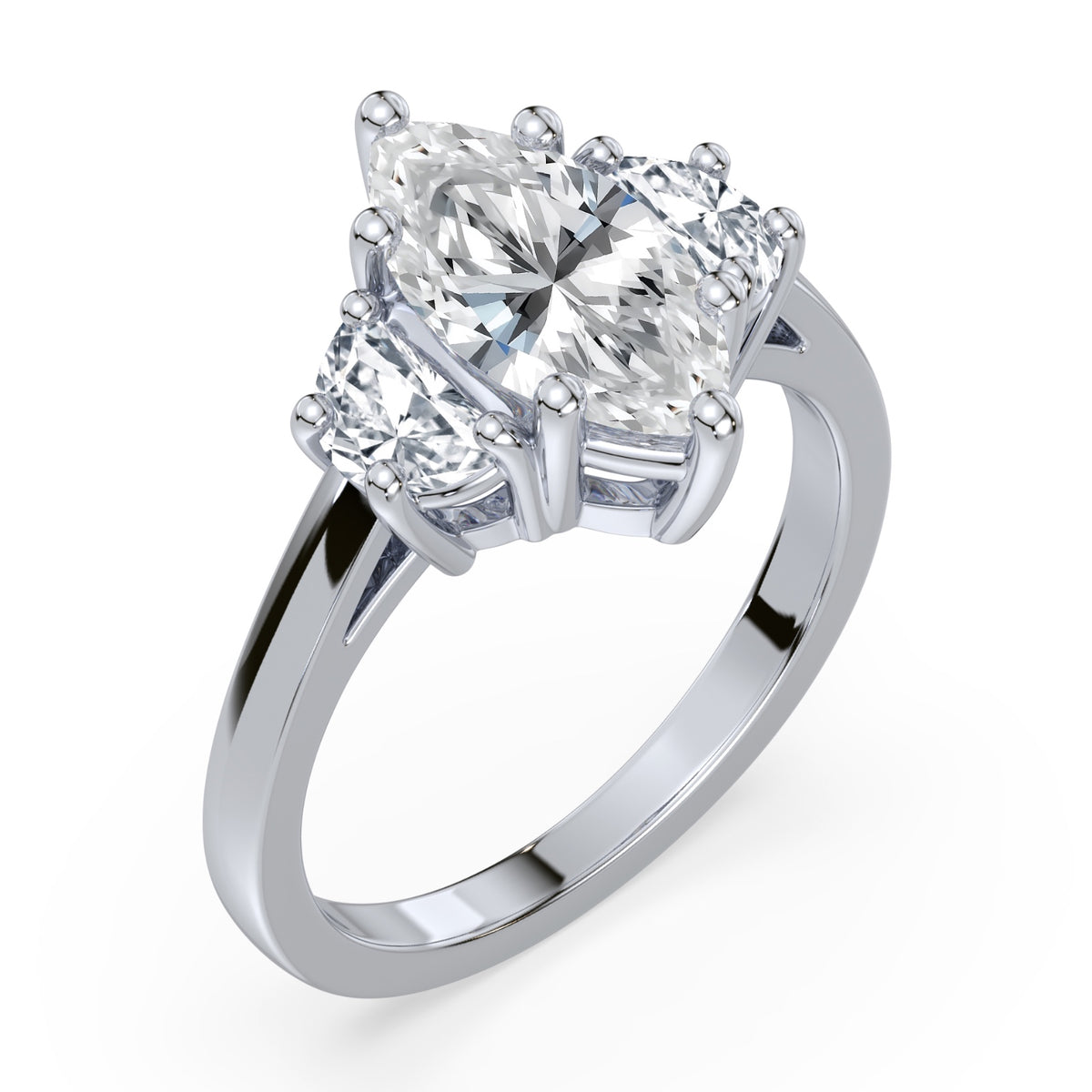 Eleanor Half Moon Three Stone Setting